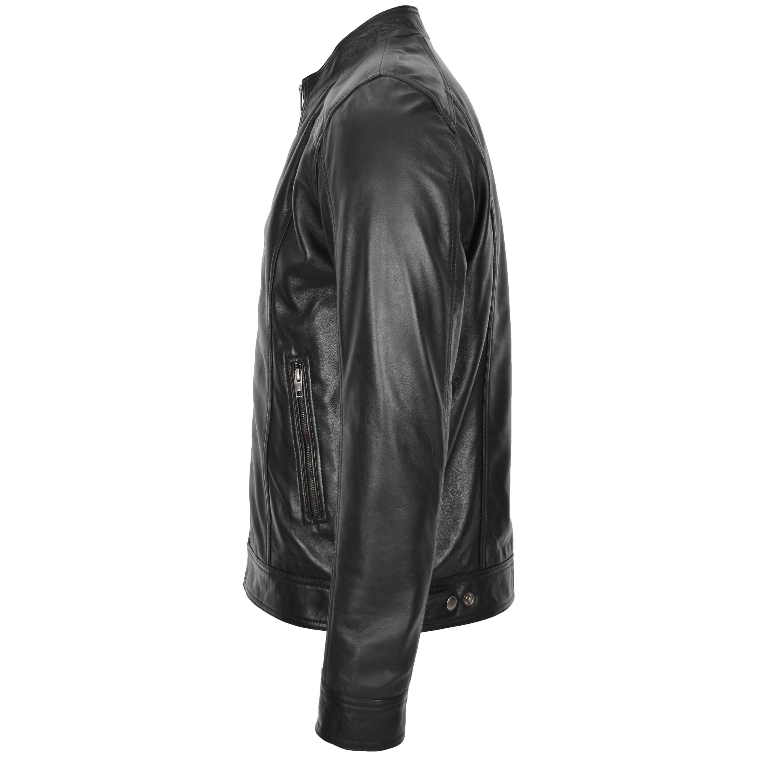 BUNERI Cuir Souple Matt Noir Casual Zip Simple – Image 5