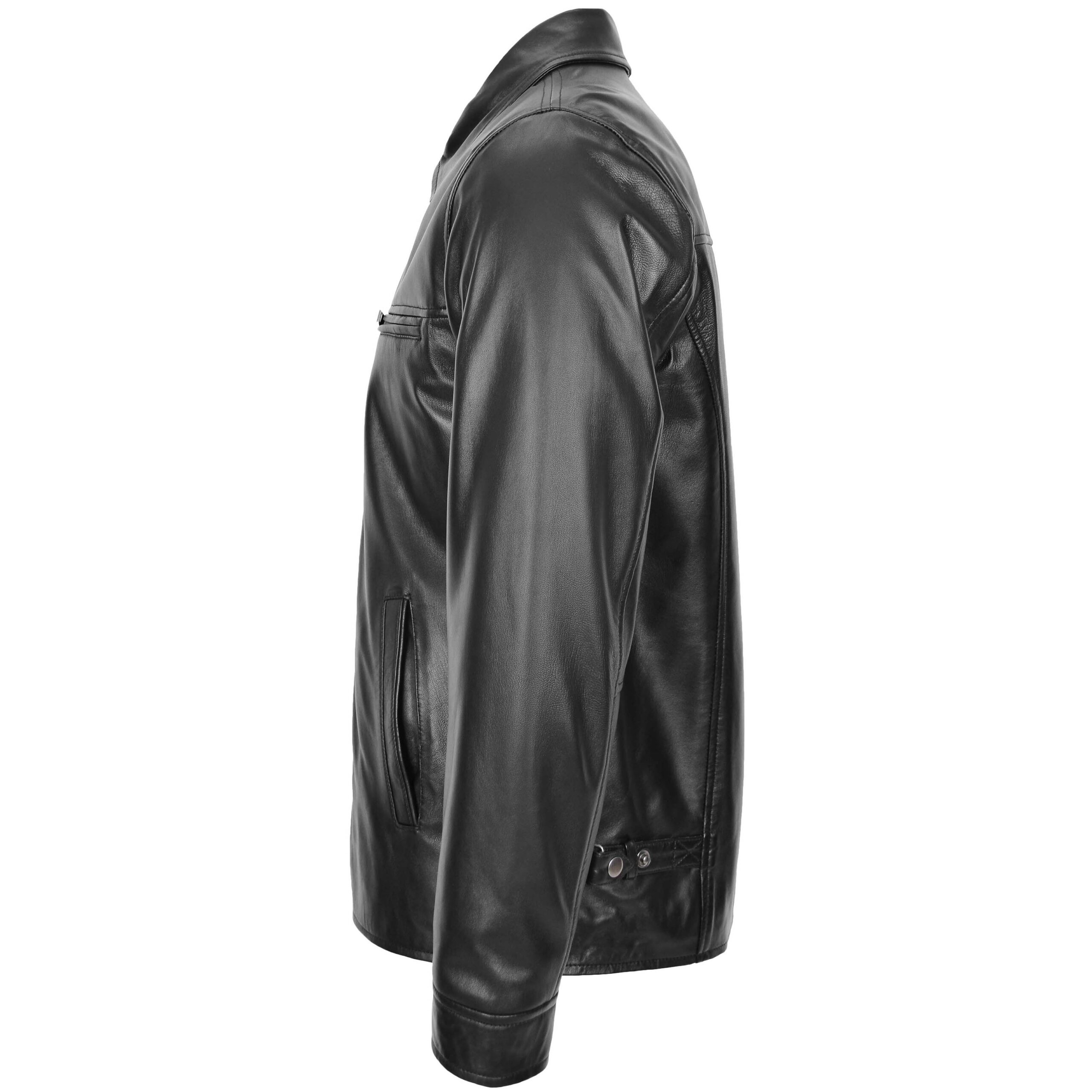 BUNERI Veste Homme Cuir Souple Simple Zip Box Casual Noire – Image 5