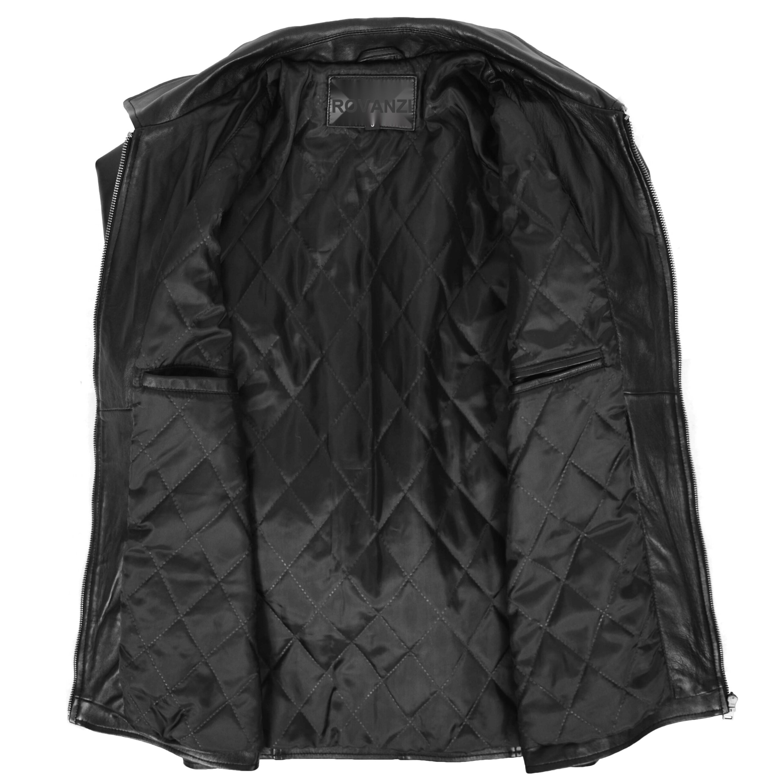 BUNERI Veste Homme Cuir Souple Simple Zip Box Casual Noire – Image 6