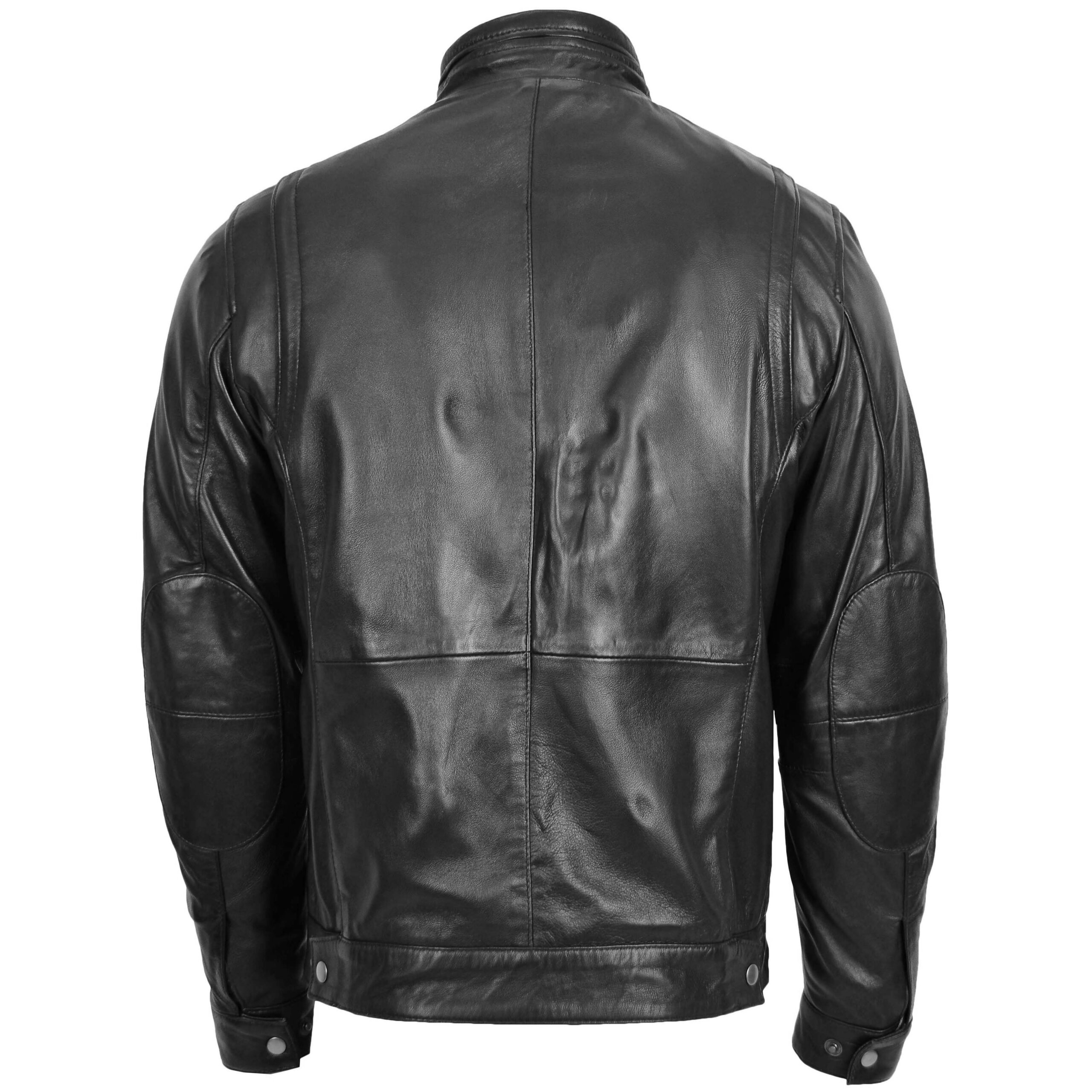 BUNERI Veste Homme Cuir Col Montant Noire – Image 2