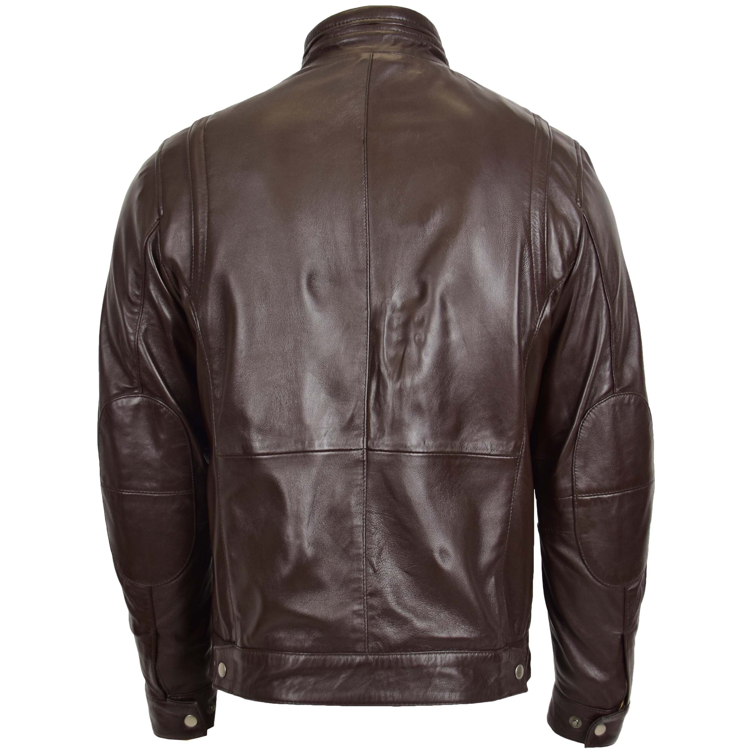 BUNERI Veste Homme Cuir Col Montant Marron II – Image 2