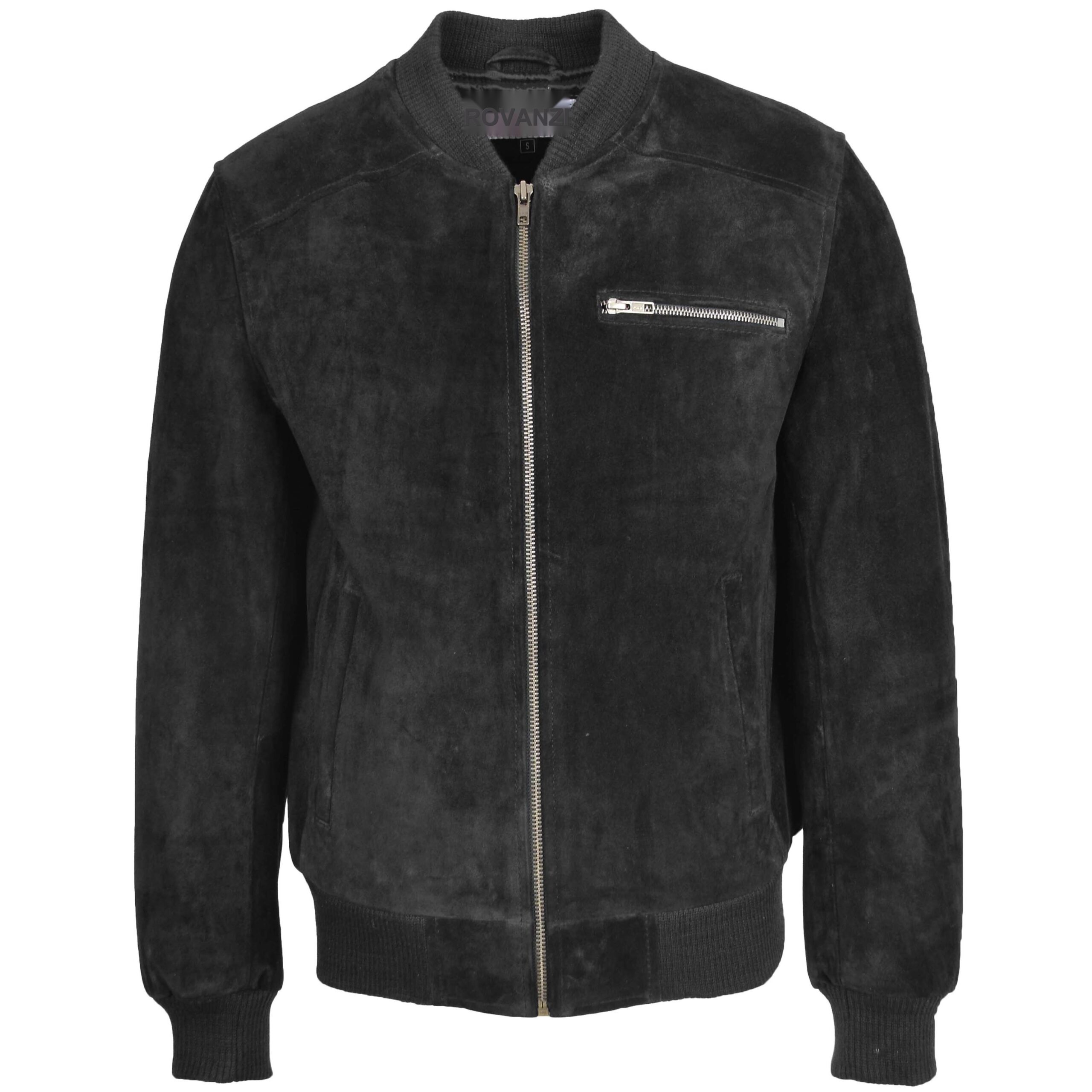 BUNERI Veste Homme Daim Bomber Varsity Noir – Image 3