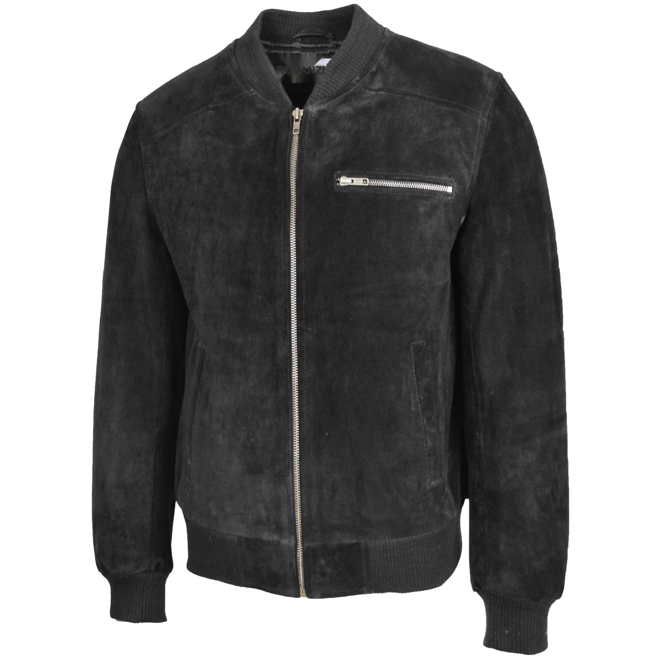 BUNERI Veste Homme Daim Bomber Varsity Noir – Image 4