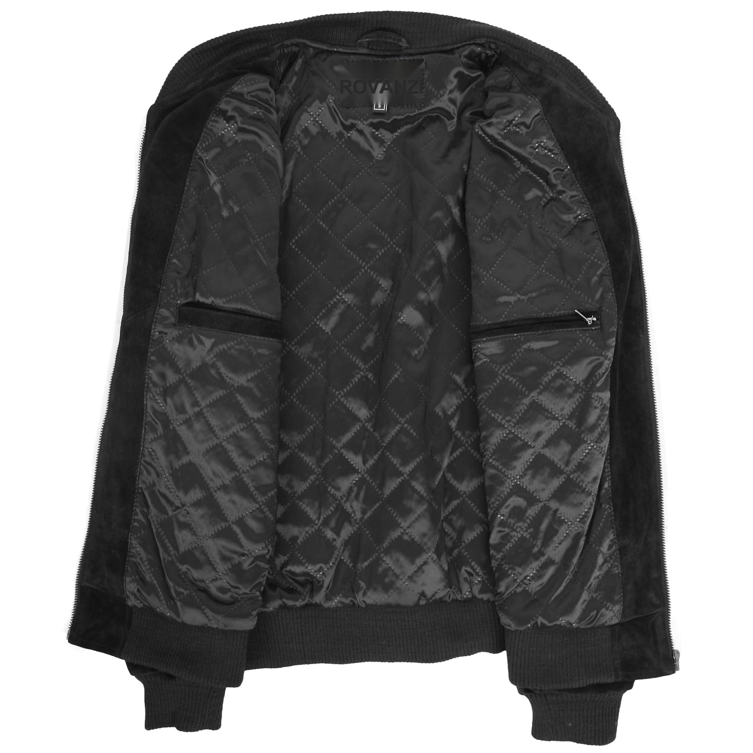 BUNERI Veste Homme Daim Bomber Varsity Noir – Image 6