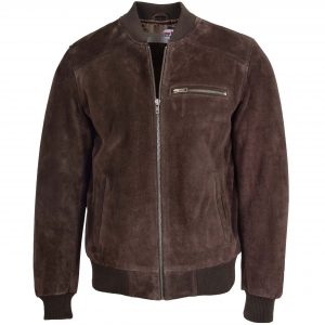 BUNERI Veste Bomber Varsity en Daim pour Homme Marron