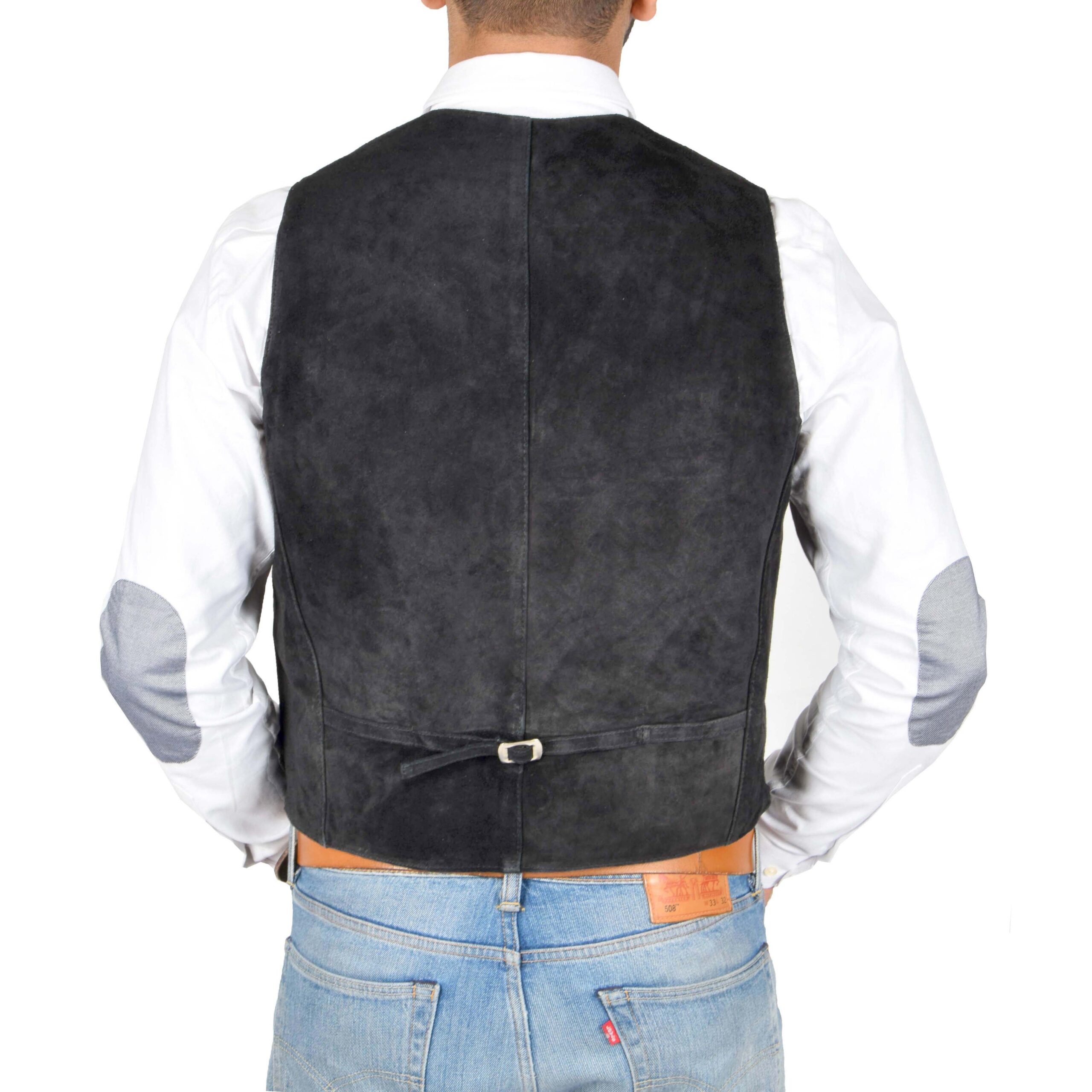 BUNERI Gilet en Daim pour Homme à Boutons Noir – Image 2