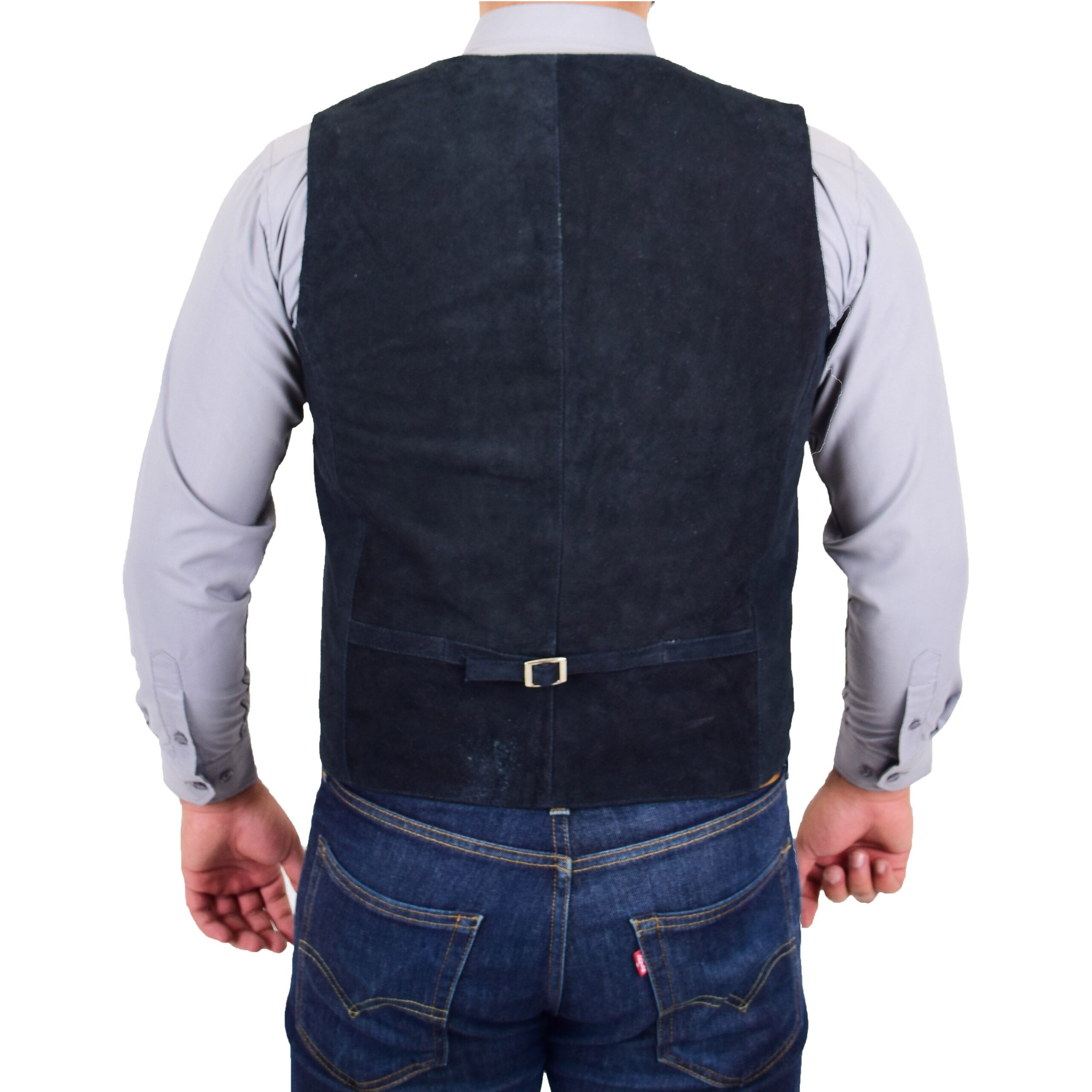 BUNERI Gilet en Daim Marine pour Homme à Boutonnage – Image 2