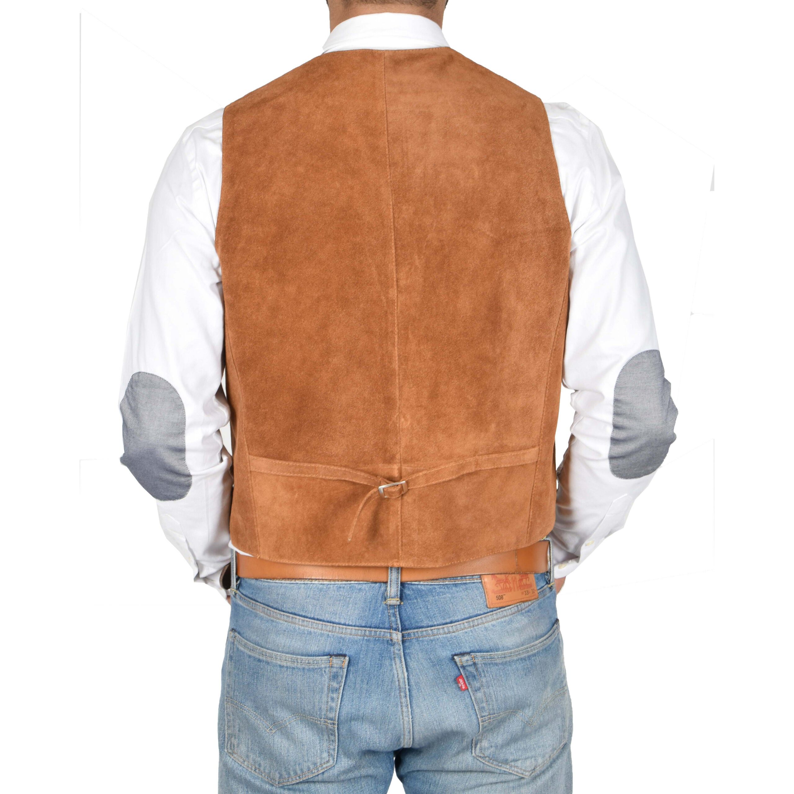 BUNERI Gilet en Daim Tan pour Homme à Boutonnage – Image 2