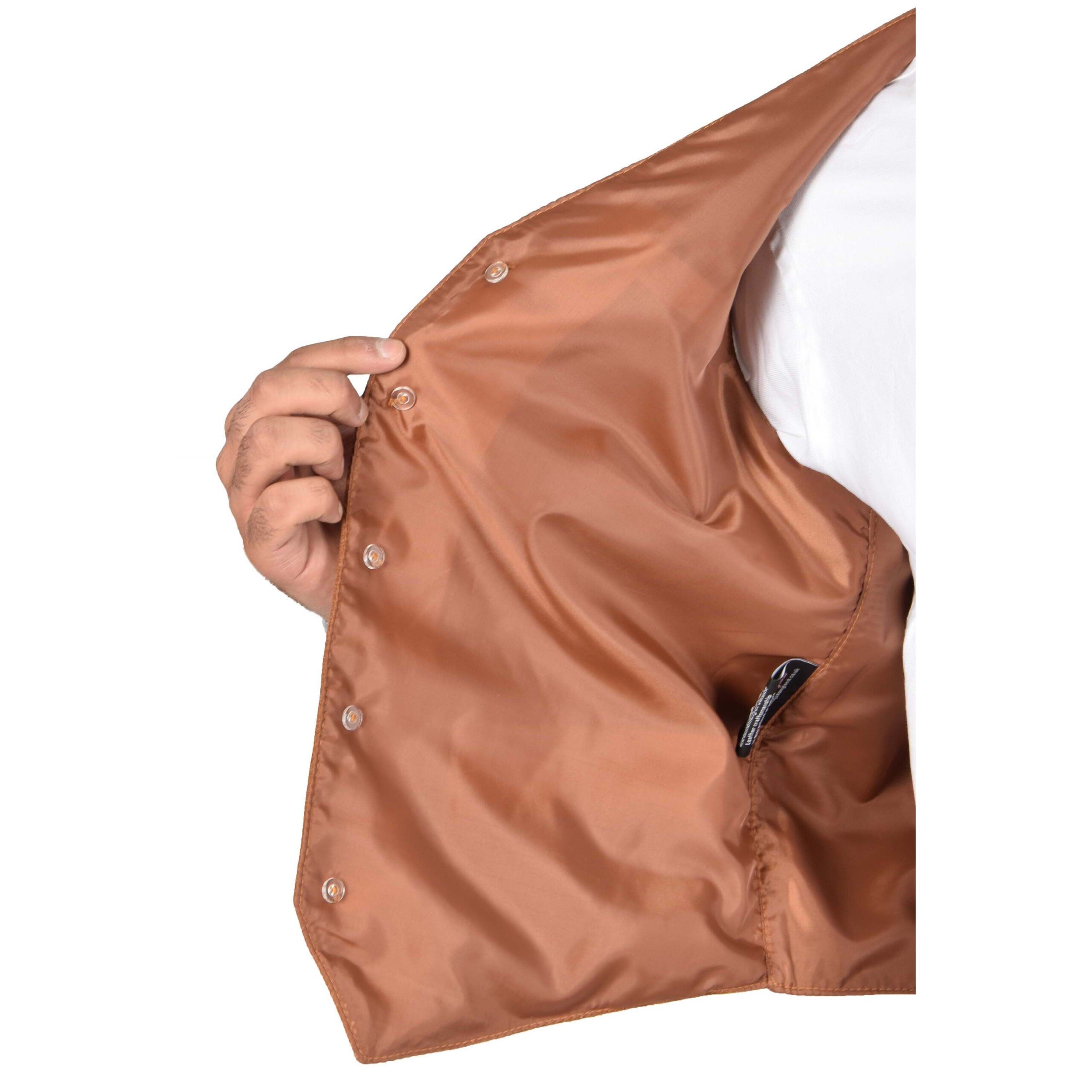 BUNERI Gilet en Daim Tan pour Homme à Boutonnage – Image 6