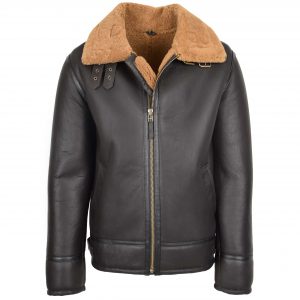 BUNERI Peau de Mouton Oscar Brun Gingembre Style Top Gun Homme
