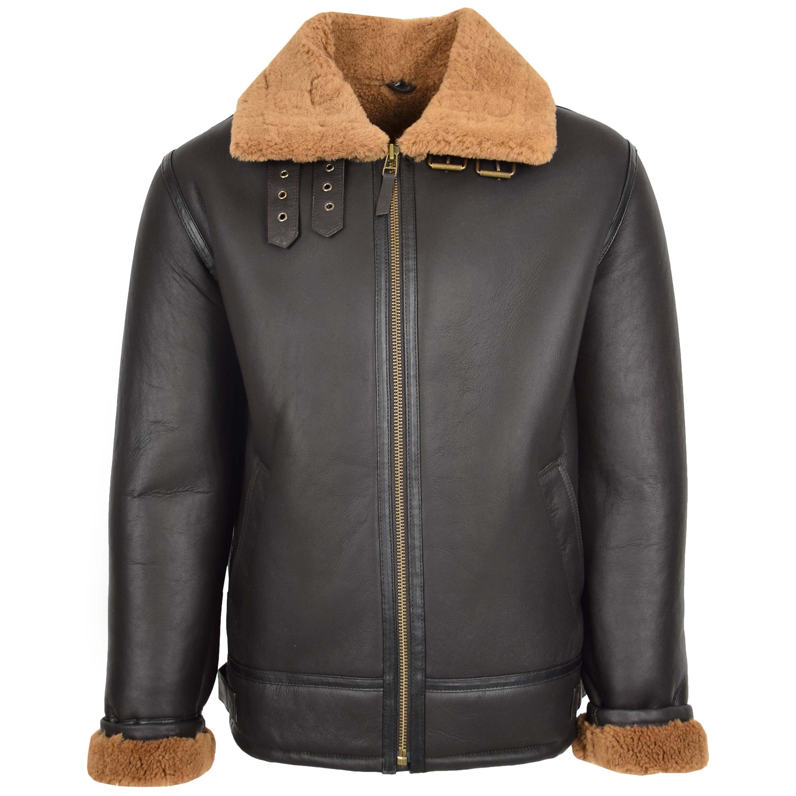 BUNERI Peau de Mouton Oscar Brun Gingembre Style Top Gun Homme – Image 3