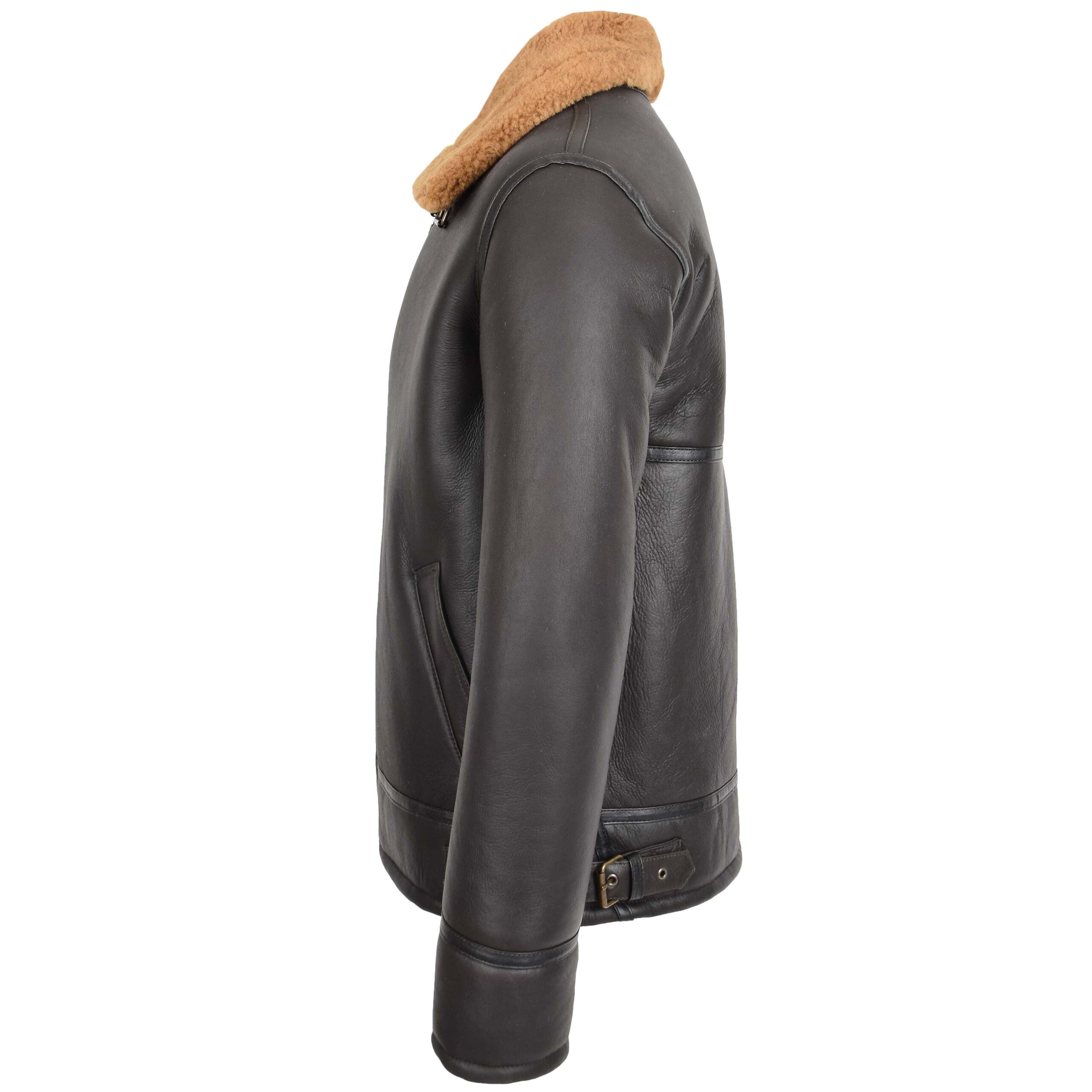 BUNERI Peau de Mouton Oscar Brun Gingembre Style Top Gun Homme – Image 5