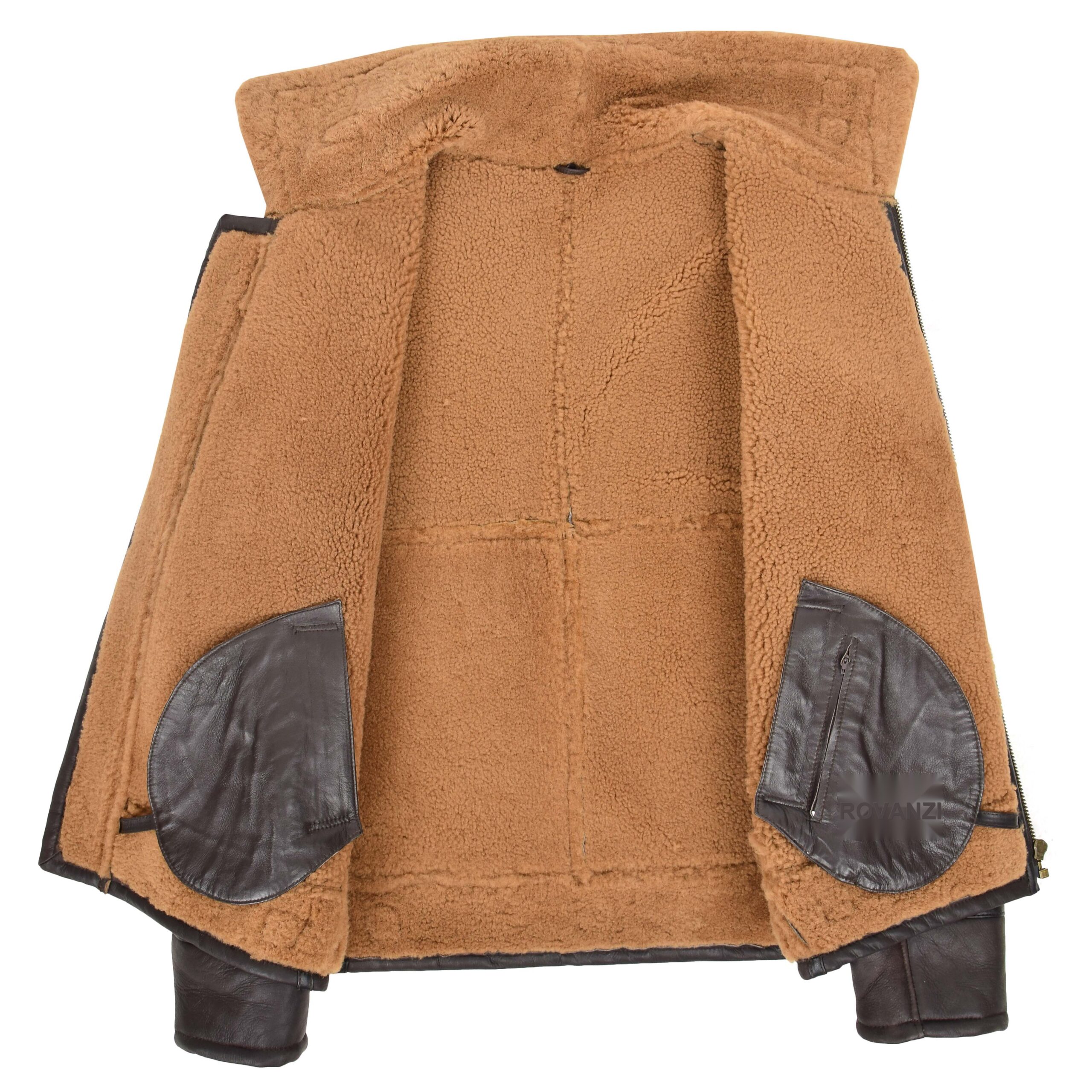 BUNERI Peau de Mouton Oscar Brun Gingembre Style Top Gun Homme – Image 6