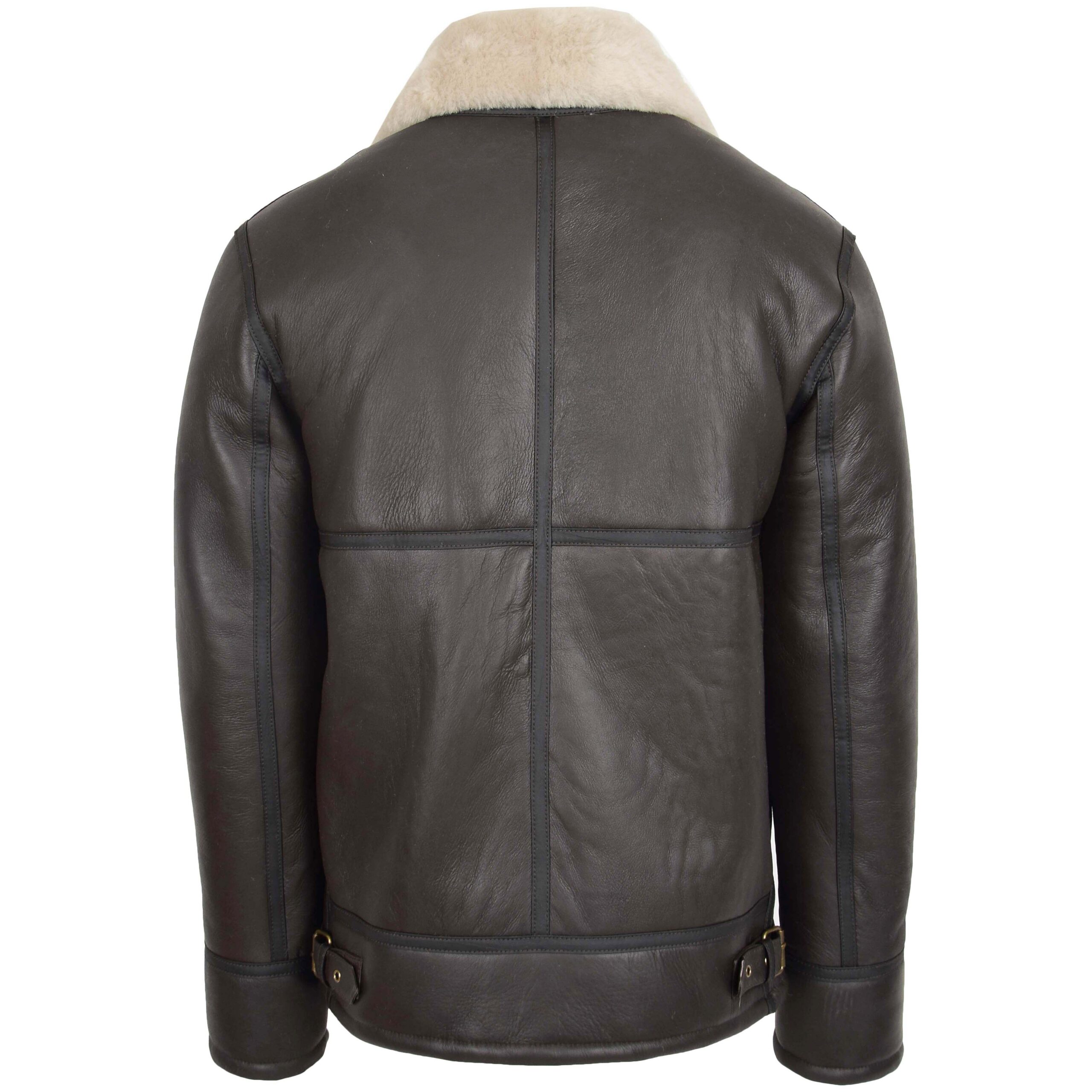 BUNERI Veste Homme Peau de Mouton Style Top Gun Marron Blanc – Image 2