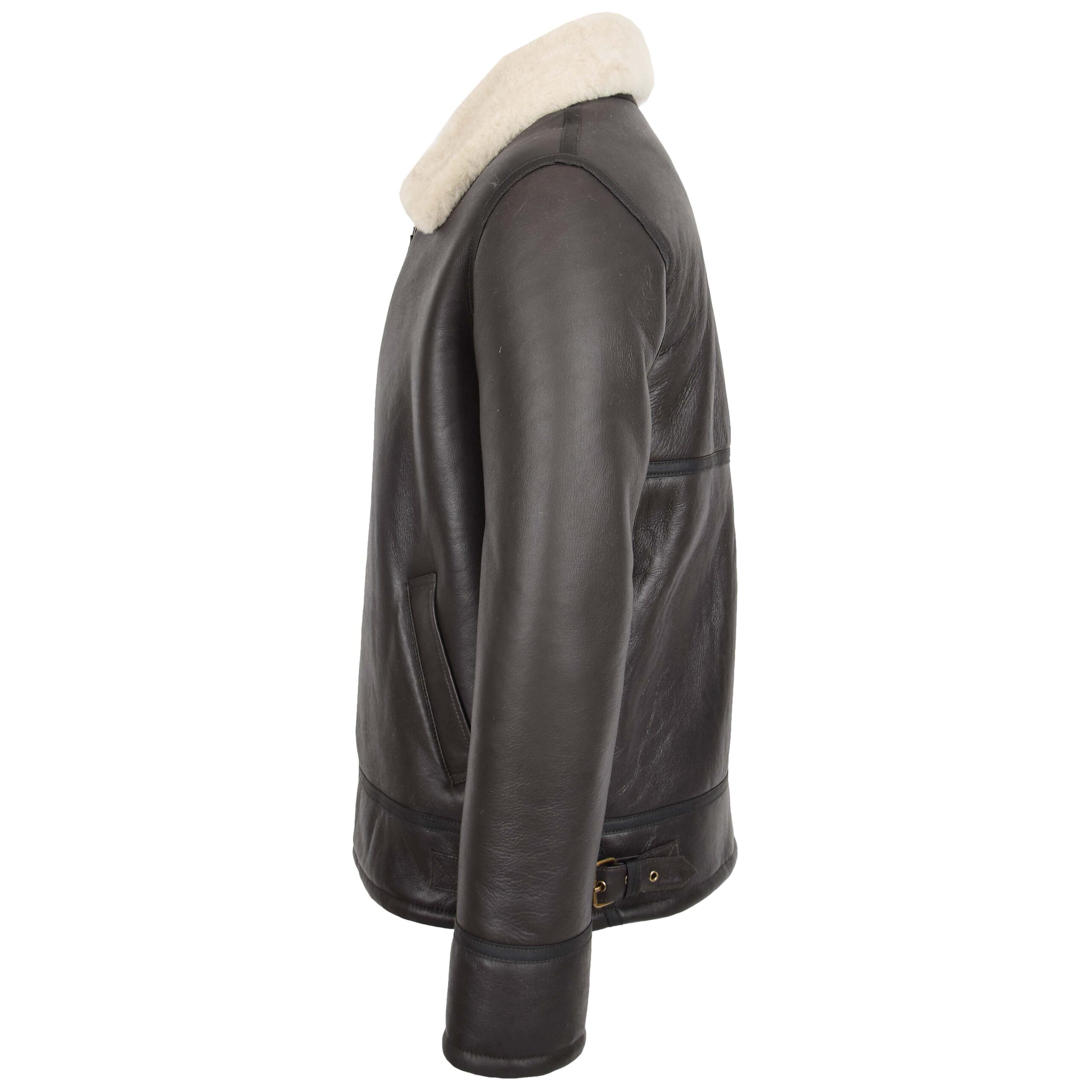 BUNERI Veste Homme Peau de Mouton Style Top Gun Marron Blanc – Image 5