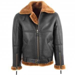BUNERI Vol RAF Original Tyler Peau Mouton Marron Gingembre