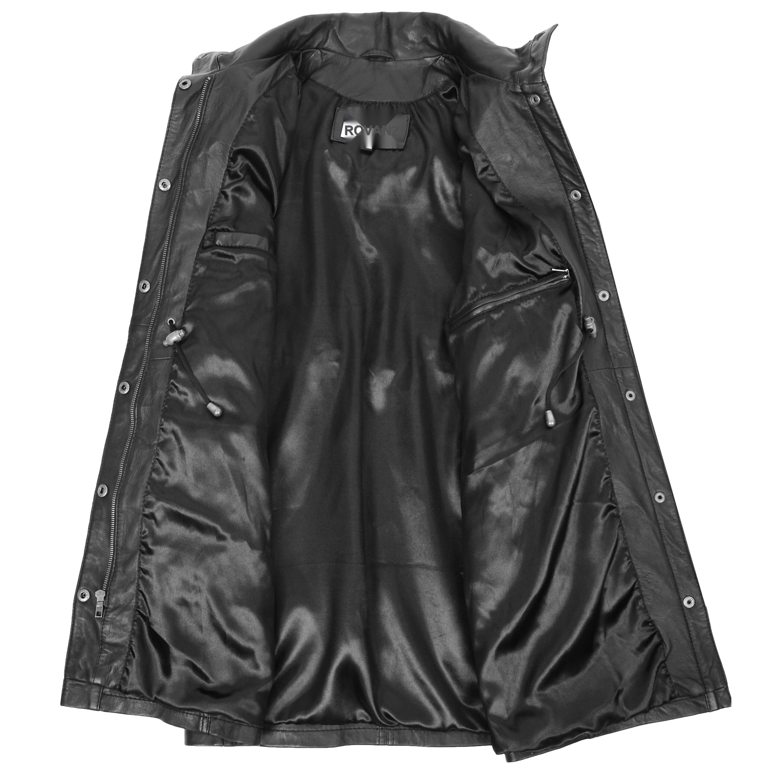 BUNERI Manteau Duffle en Cuir Noir Longueur 3/4 pour Femme – Image 6