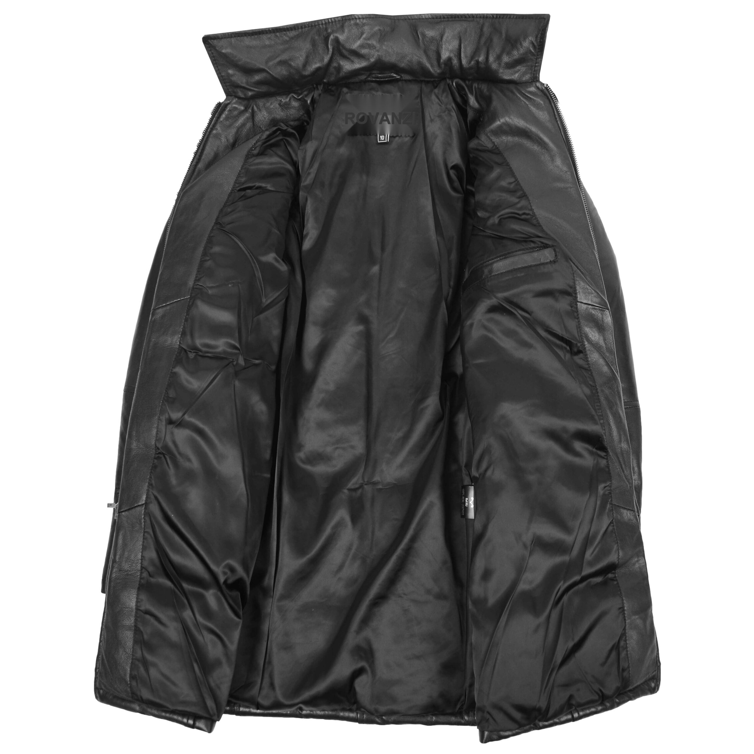 BUNERI Manteau Puffer en Cuir Noir pour Femme Longueur 3/4 – Image 6