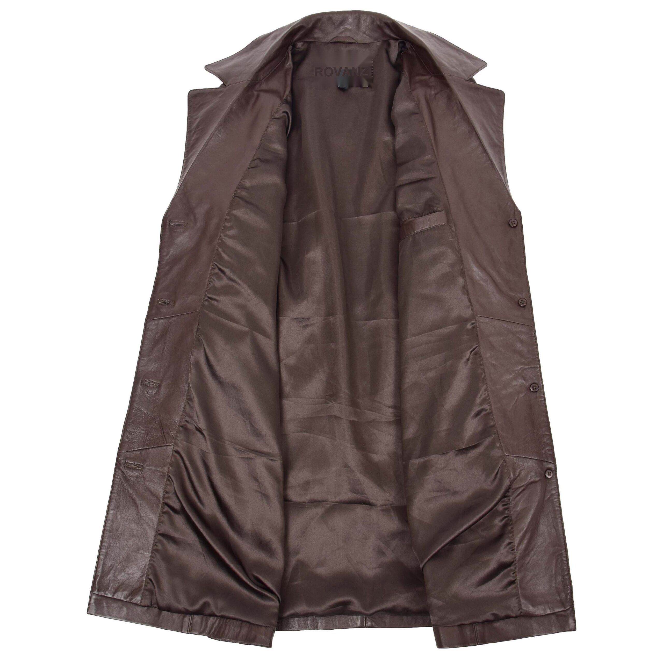 BUNERI Manteau en Cuir Souple Classique ¾ de Longueur pour Femme Marron – Image 6