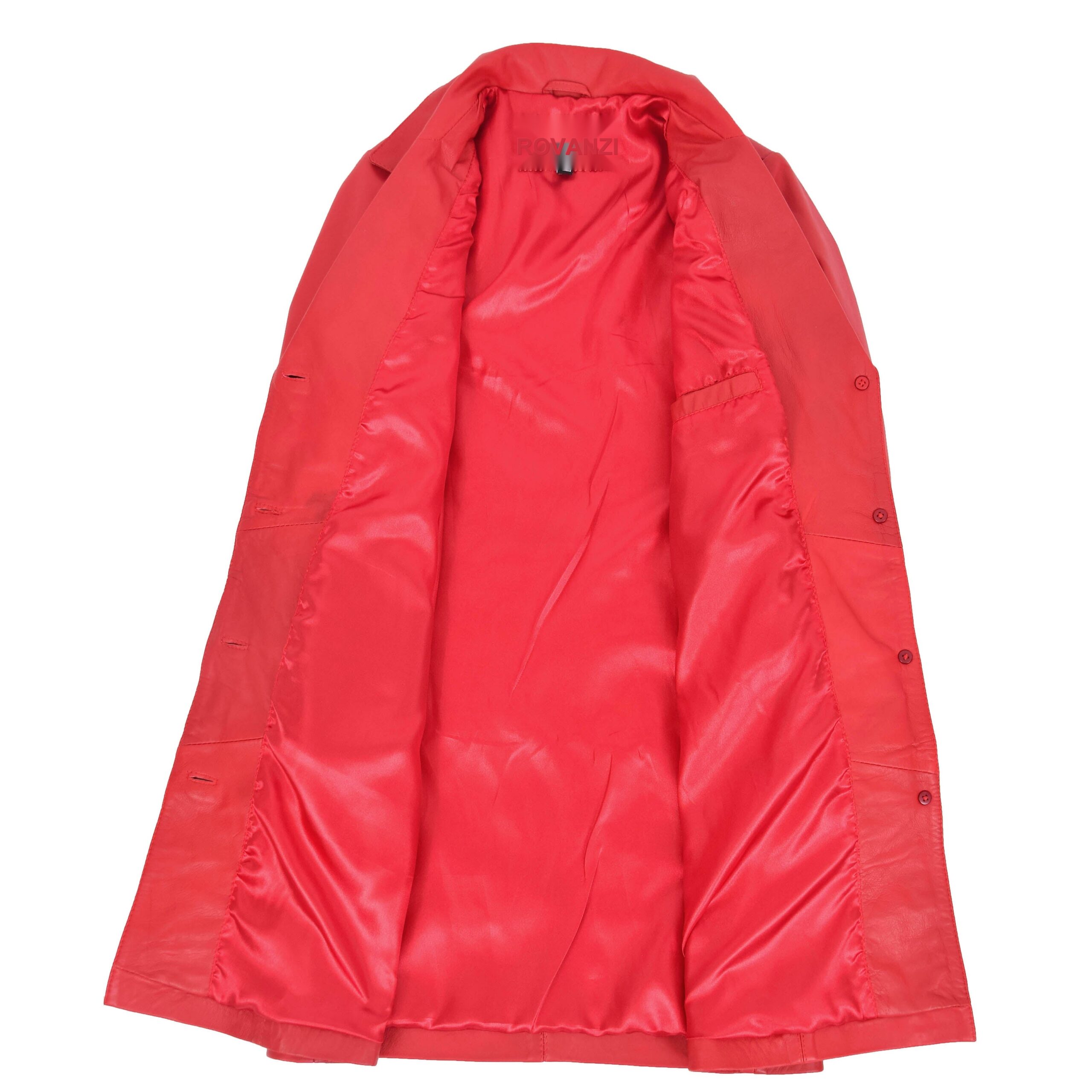 BUNERI Manteau en Cuir Souple Classique ¾ de Longueur pour Femme Rouge – Image 6