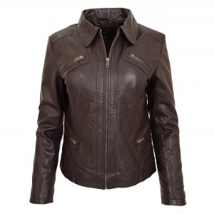 BUNERI Biker Cuir Nova Marron Classique Zip Box
