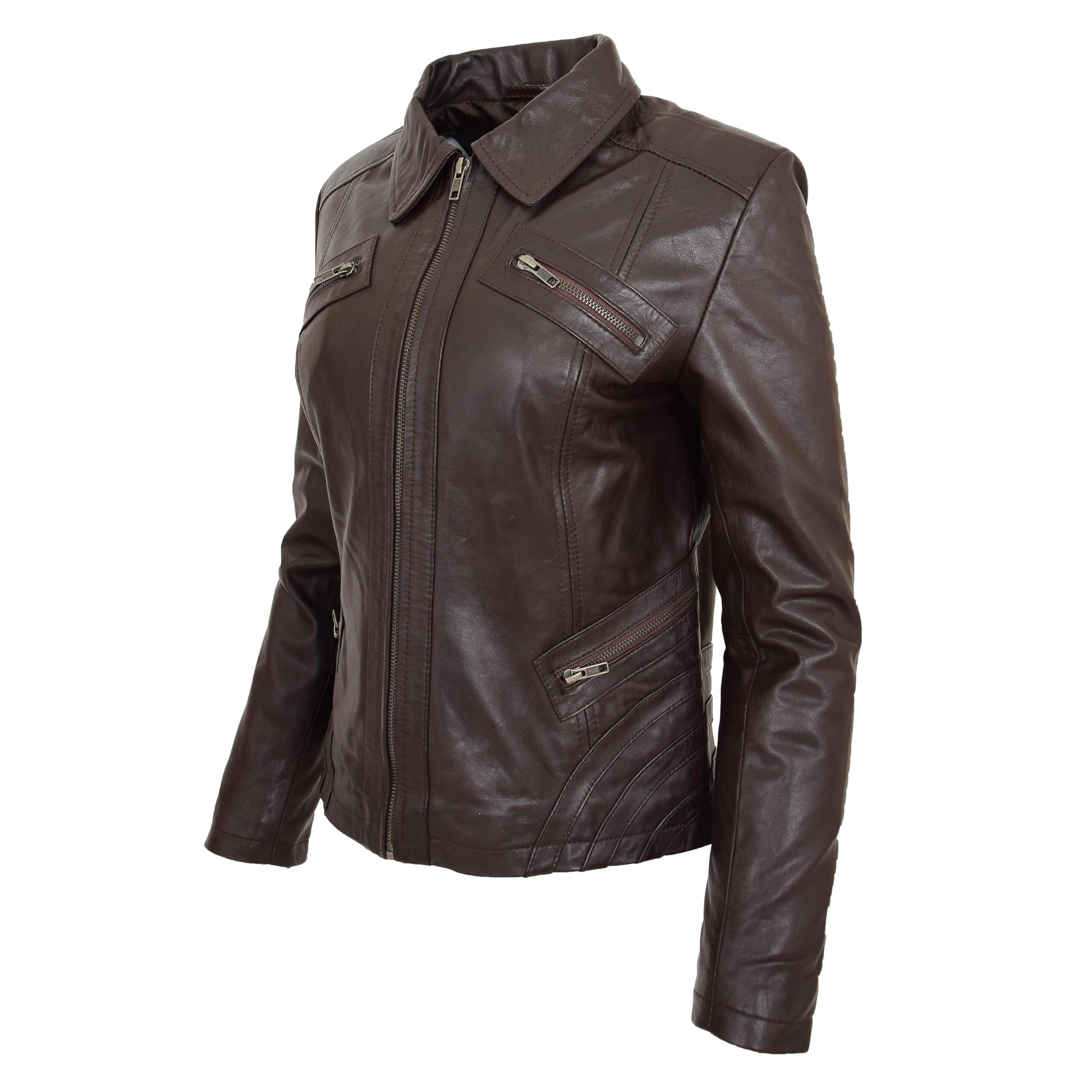 BUNERI Biker Cuir Nova Marron Classique Zip Box – Image 4