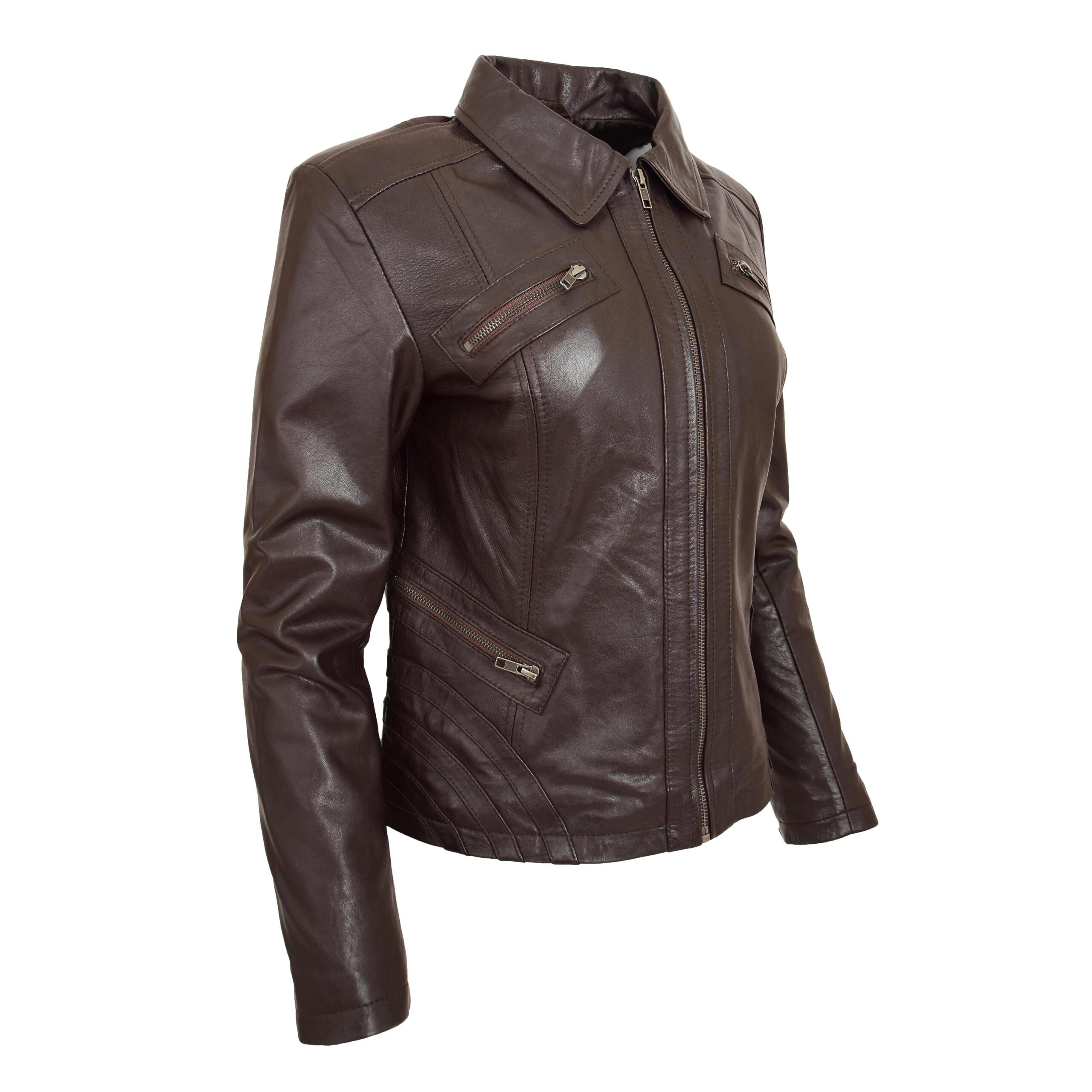 BUNERI Biker Cuir Nova Marron Classique Zip Box – Image 5