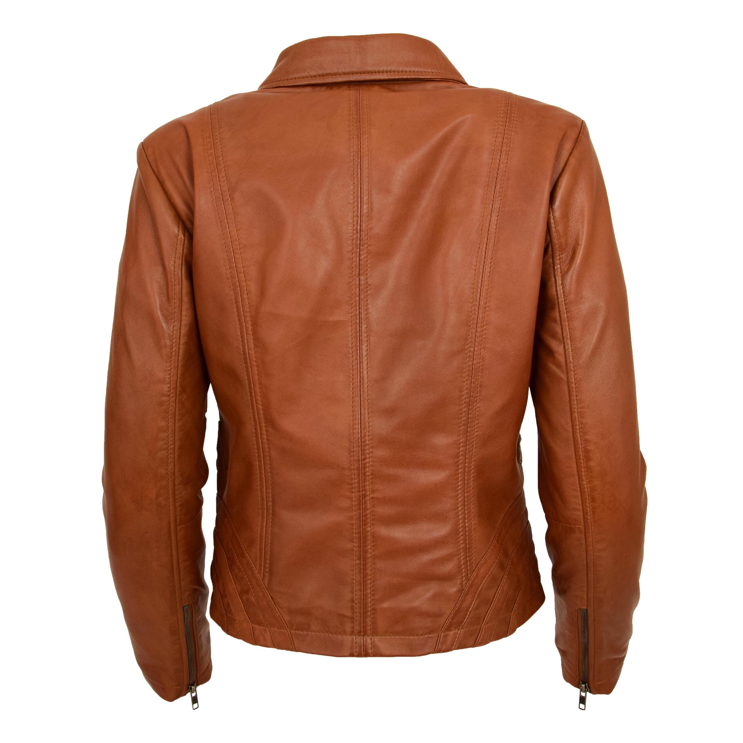BUNERI Biker Nova Tan en Cuir Classique Zip Coupe Boxy – Image 2