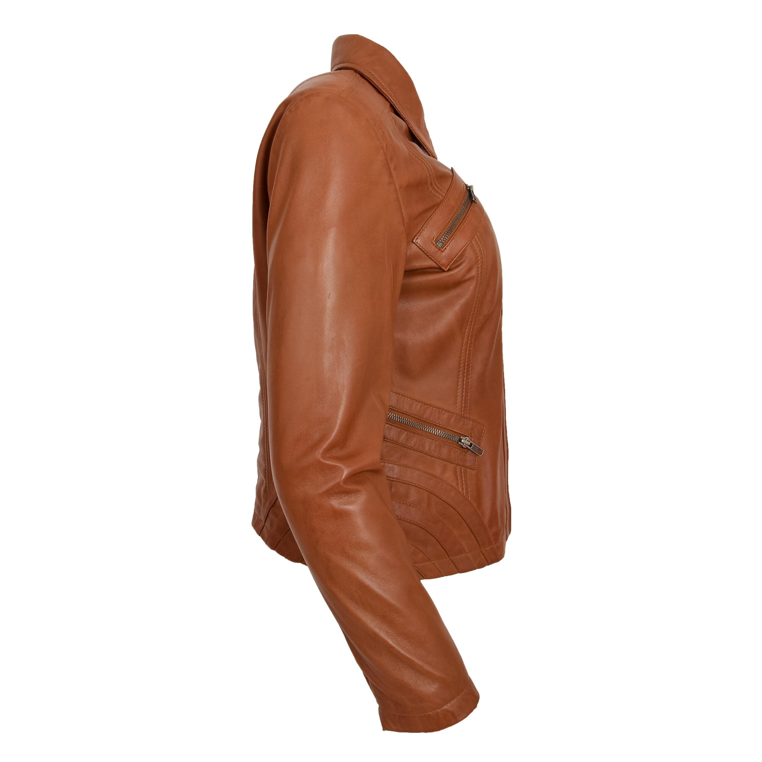BUNERI Biker Nova Tan en Cuir Classique Zip Coupe Boxy – Image 6