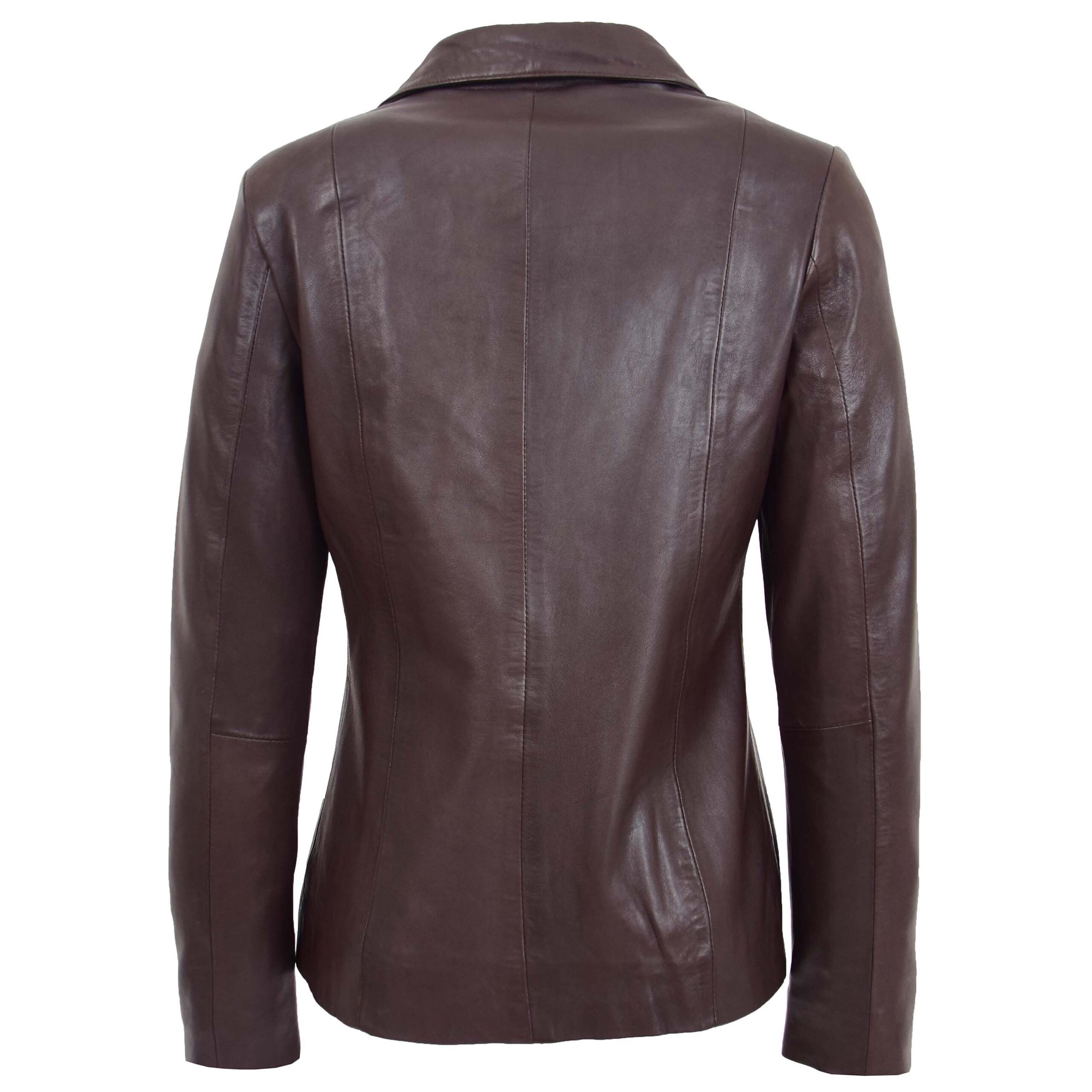 BUNERI Veste en Cuir Classique à Fermeture Éclair pour Femme Marron – Image 2