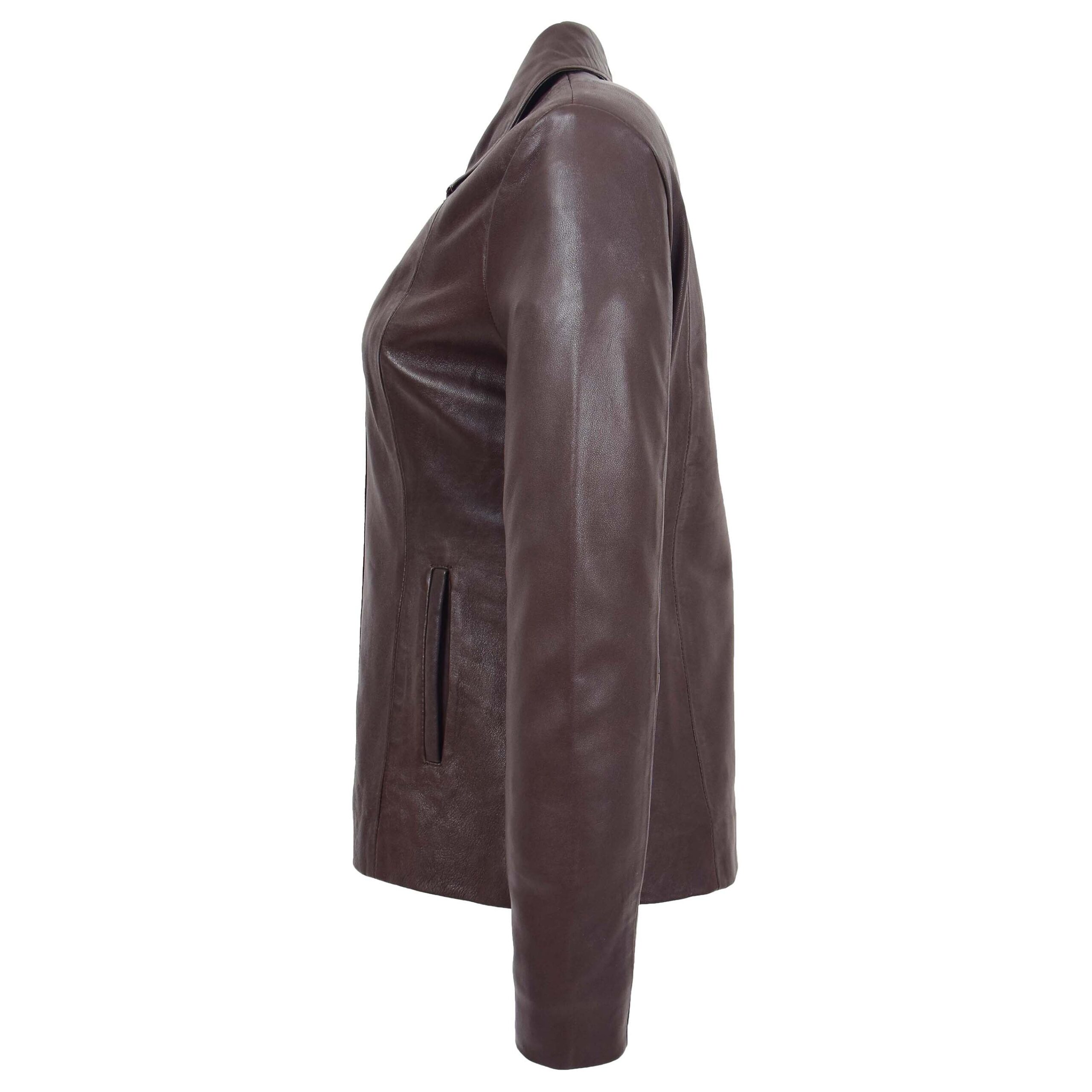 BUNERI Veste en Cuir Classique à Fermeture Éclair pour Femme Marron – Image 6