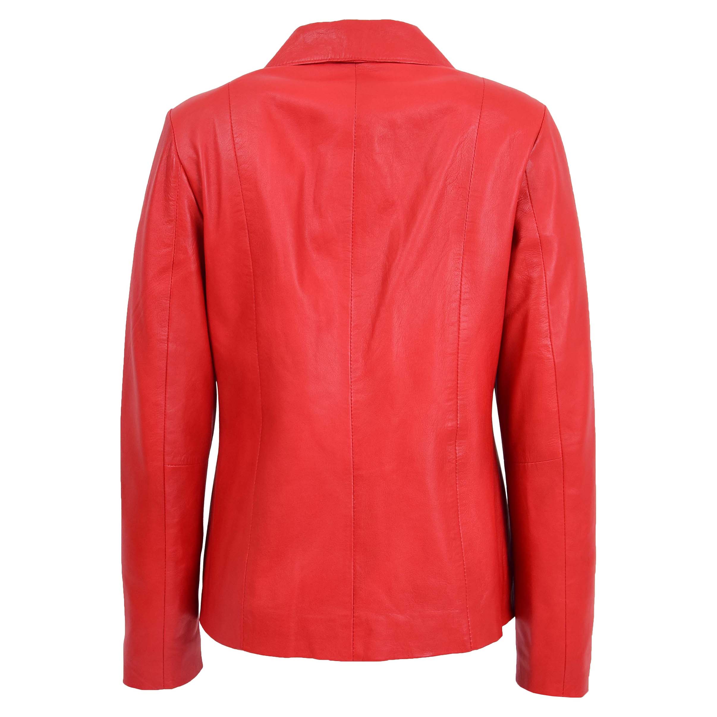 BUNERI Veste en Cuir Rouge Classique à Zip pour Femme – Image 2