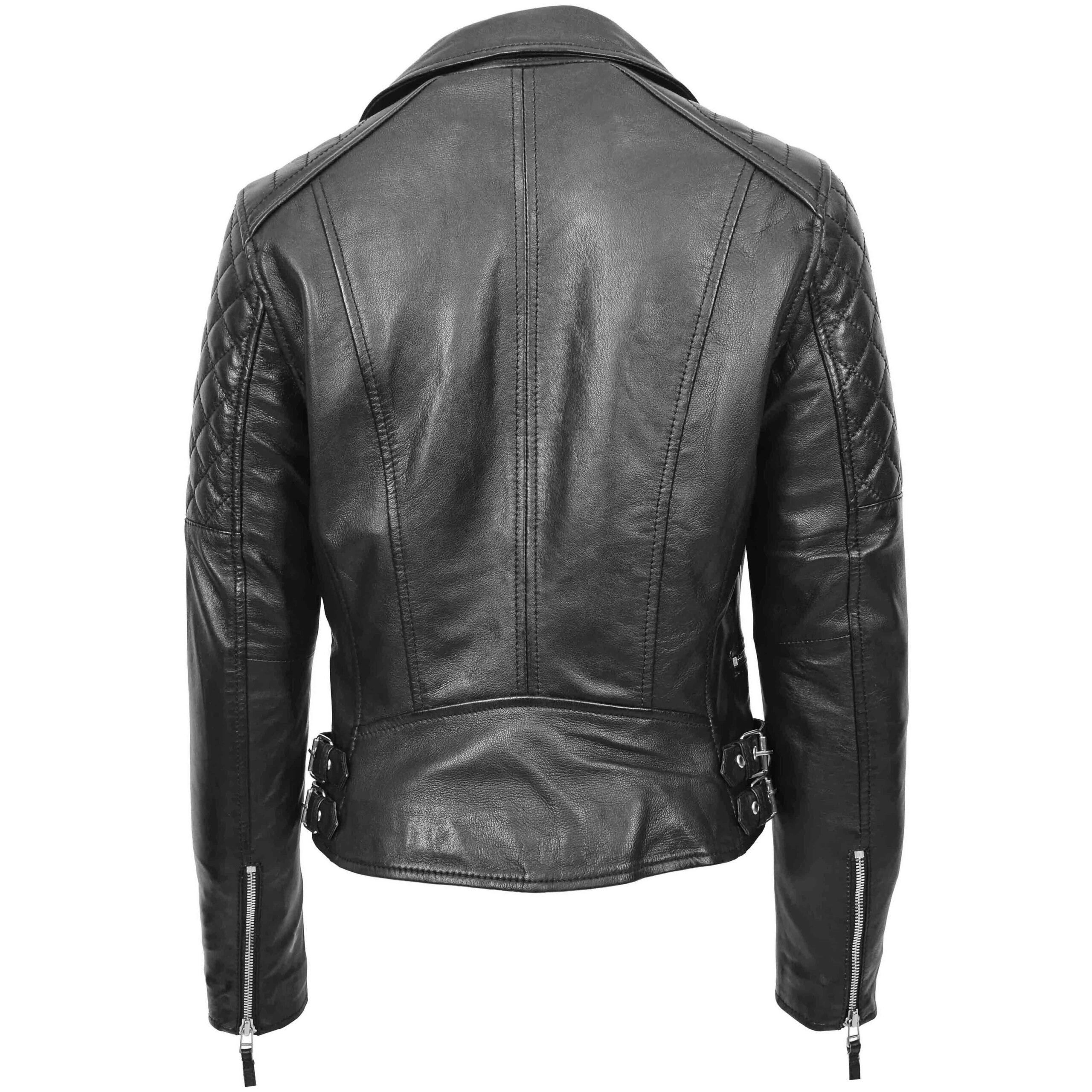 BUNERI Veste Biker en Cuir Fermeture Croisée pour Femme Noir – Image 2