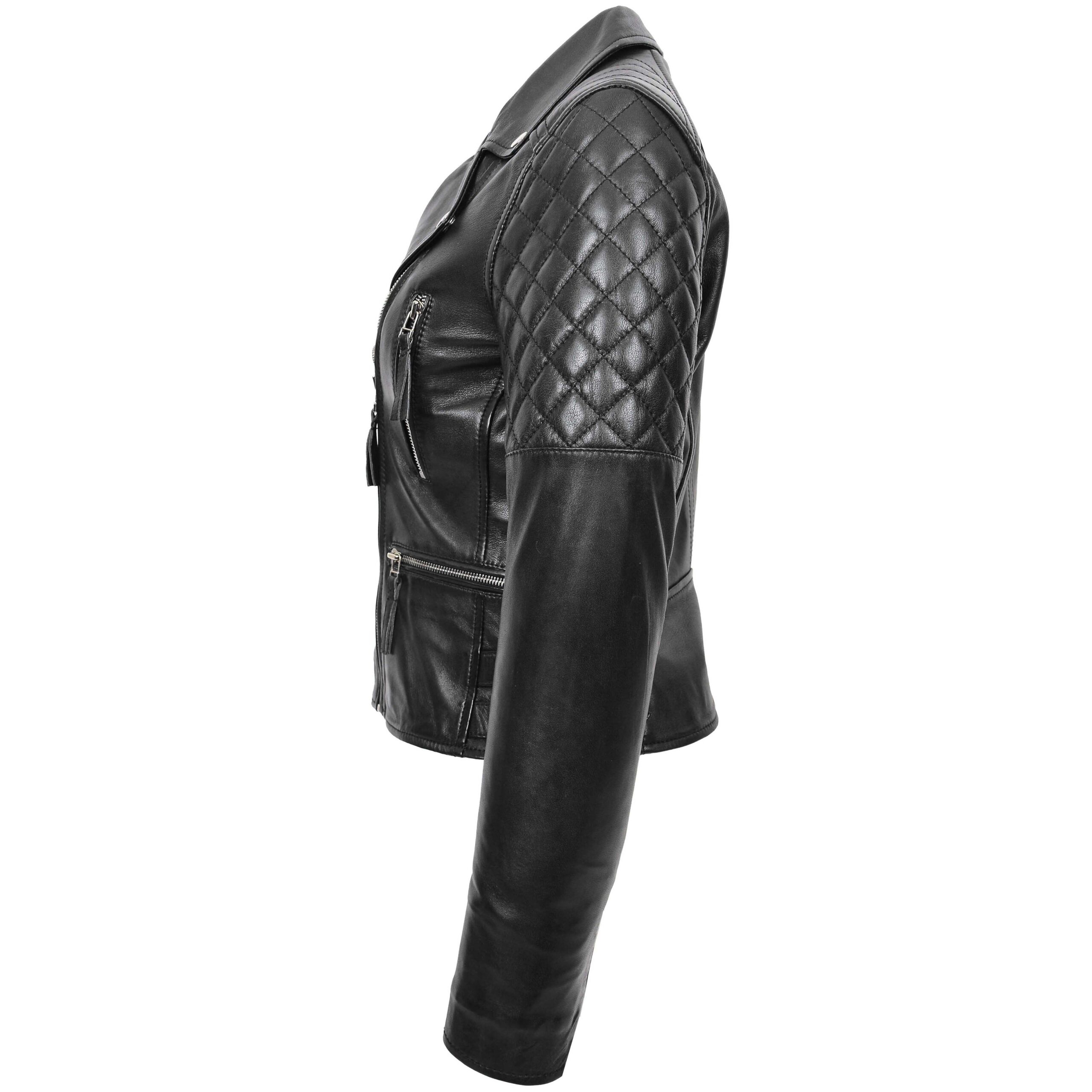 BUNERI Veste Biker en Cuir Fermeture Croisée pour Femme Noir – Image 5