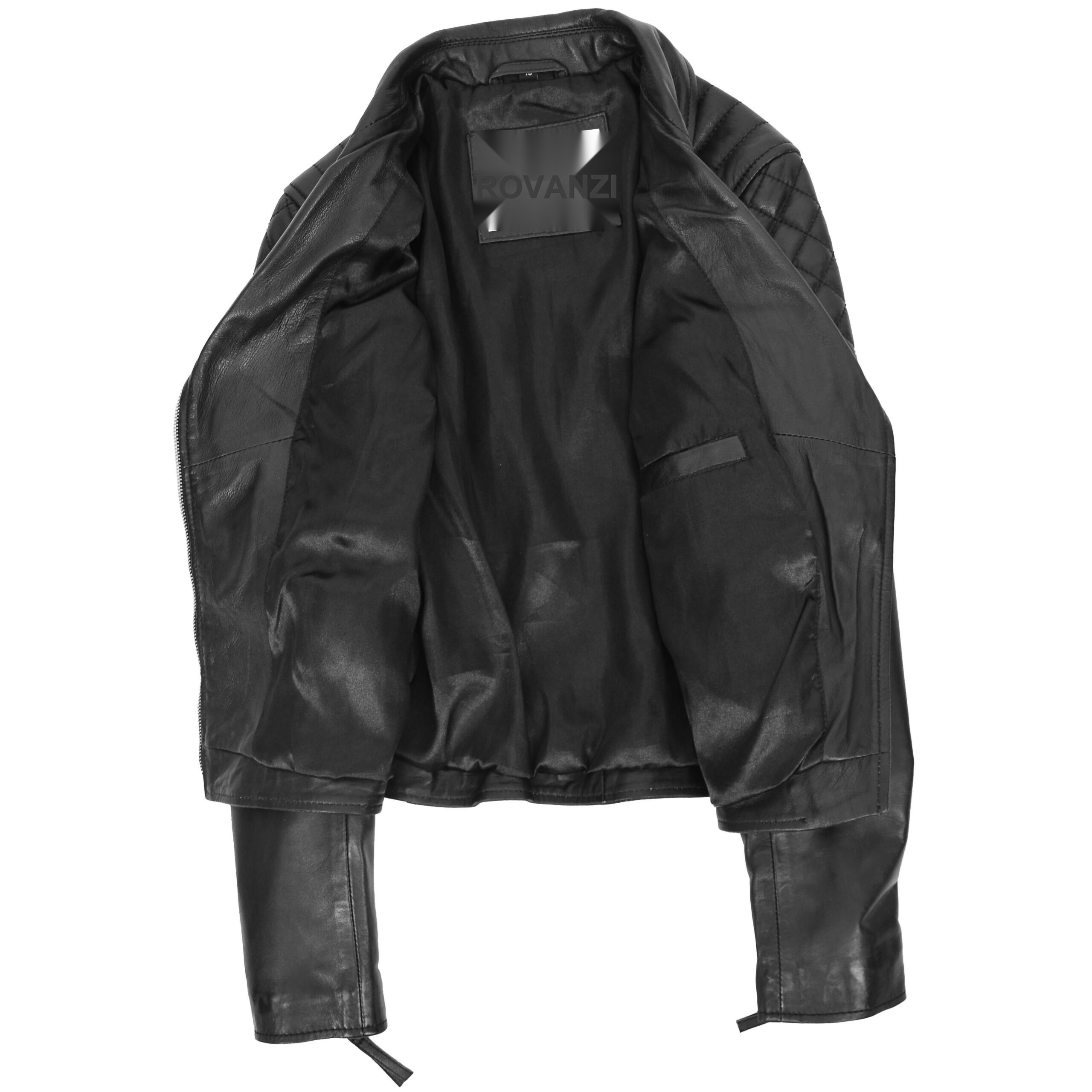 BUNERI Veste Biker en Cuir Fermeture Croisée pour Femme Noir – Image 6