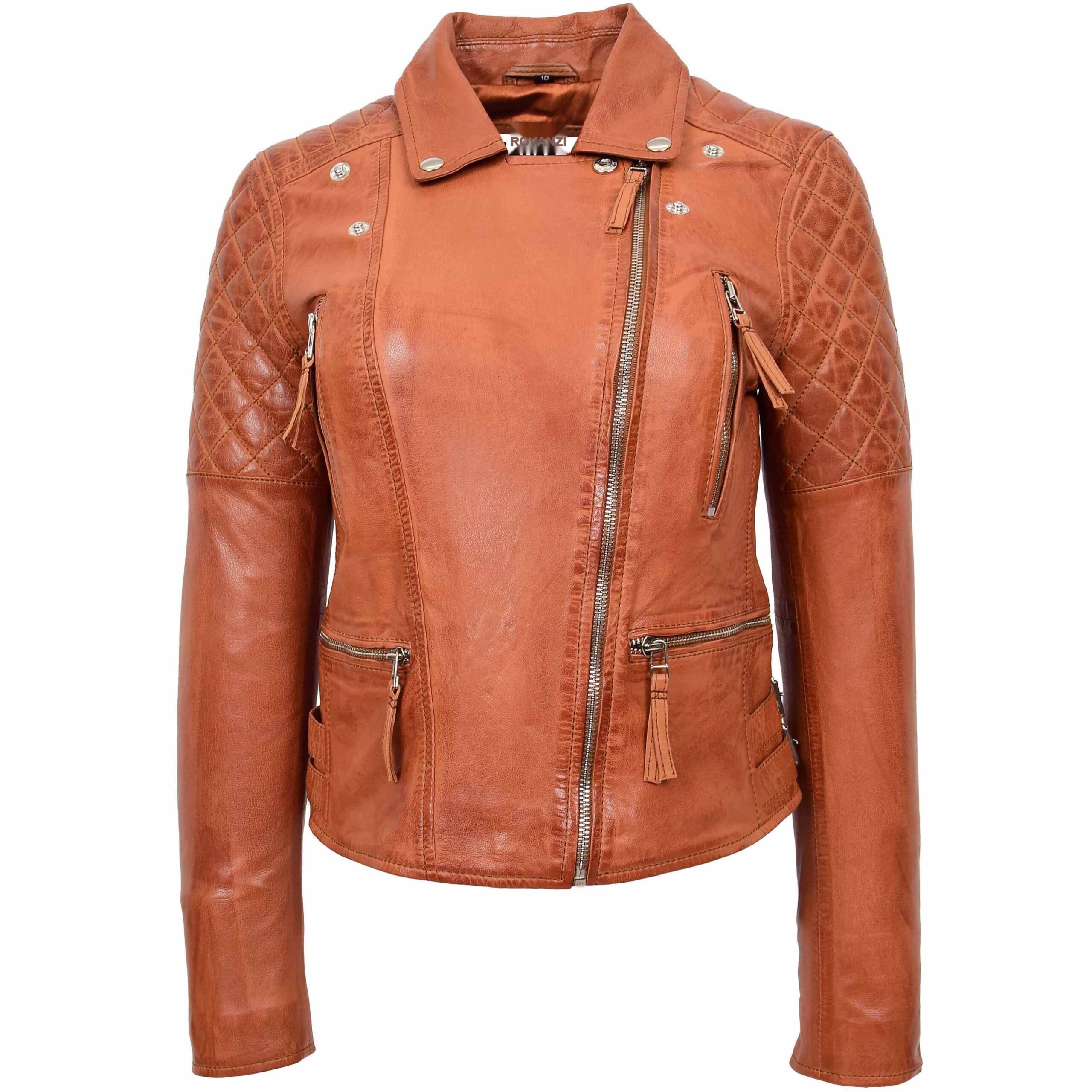 BUNERI Biker Cuir Claudia Cognac Cross Zip – Image 3