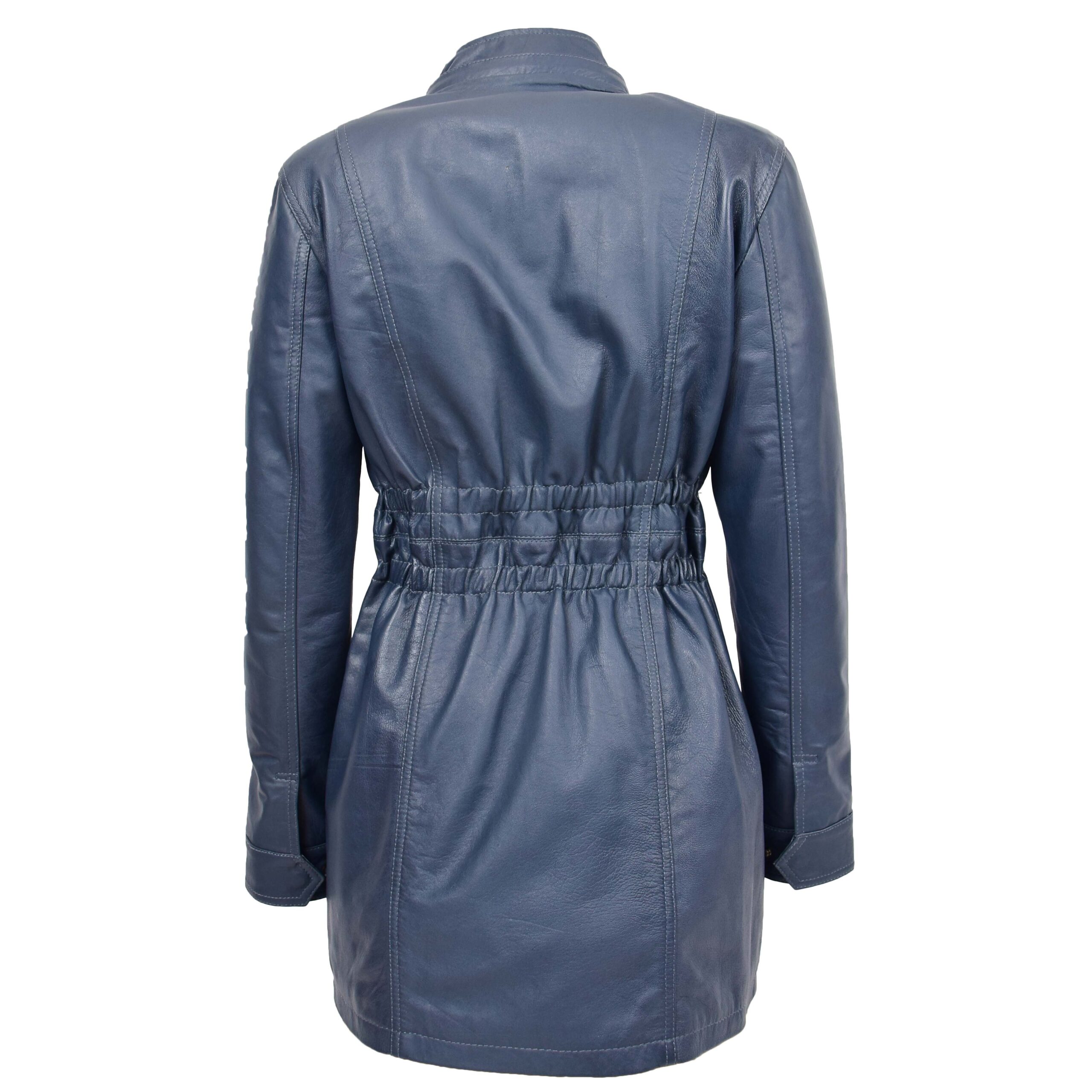 BUNERI Manteau en Cuir Bleu pour Femme à Capuche Amovible – Image 5