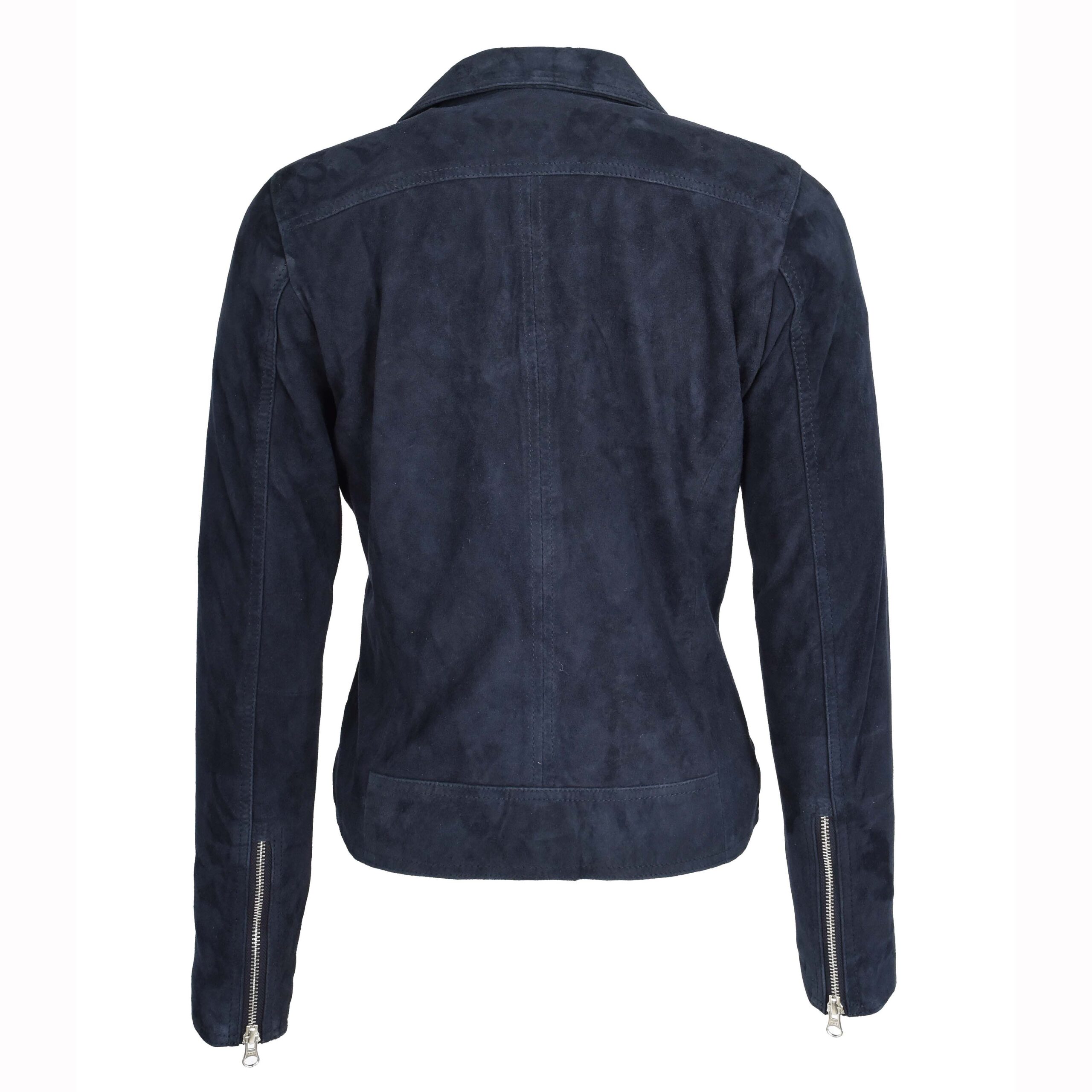 BUNERI Veste Biker en Daim Bleu Marine pour Femme – Image 2