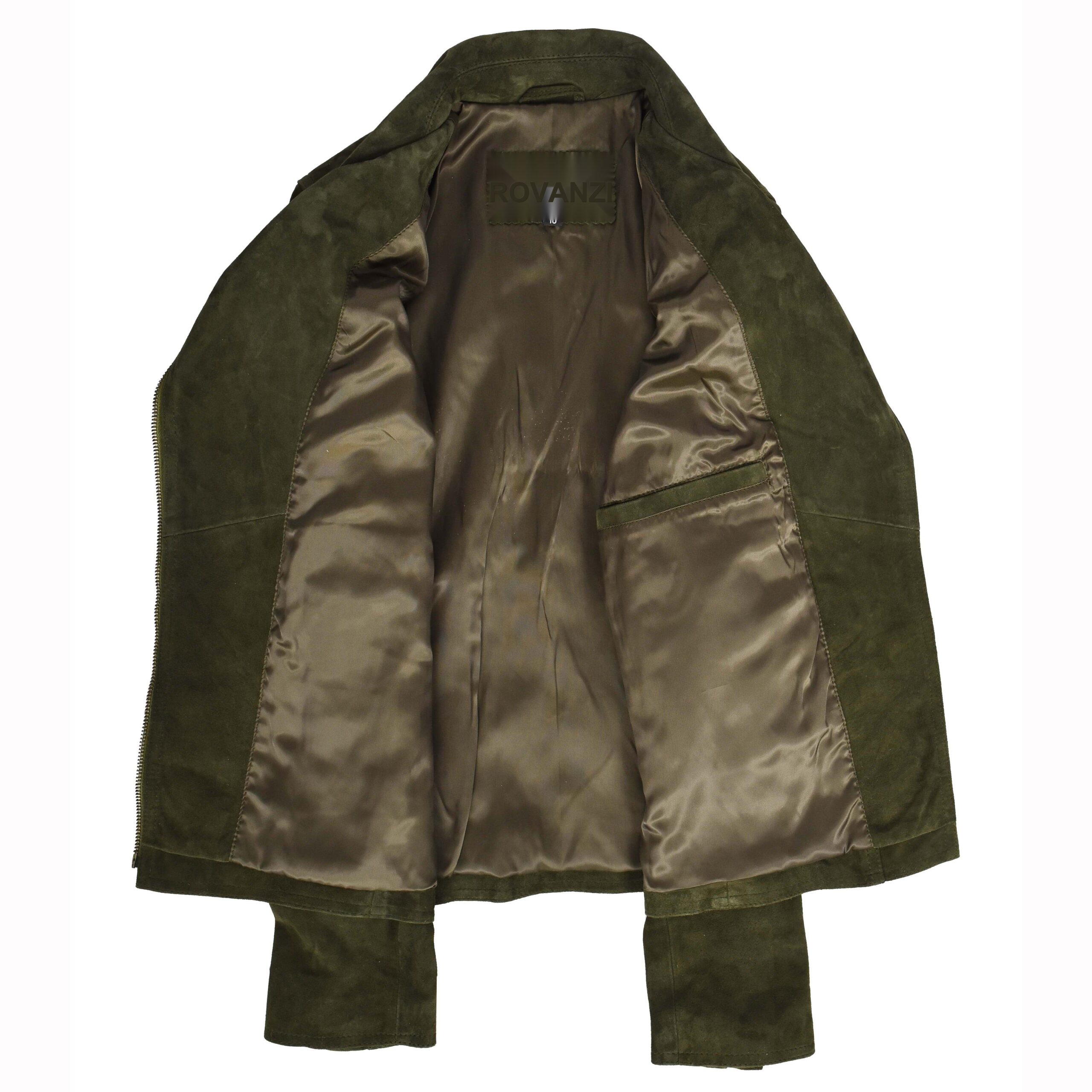 BUNERI Veste Biker en Daim de Chevre Authentique pour Femme Vert Olive – Image 7