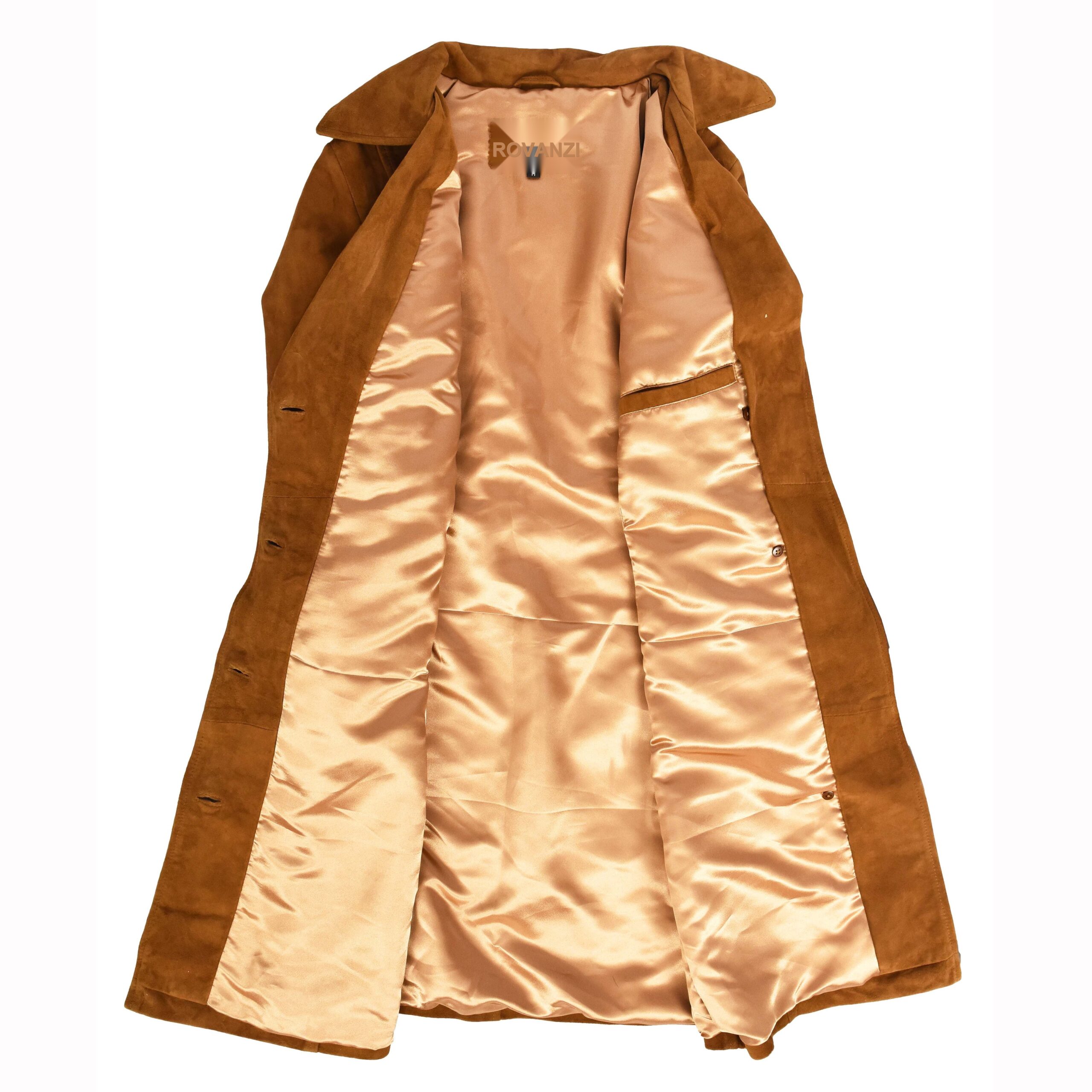 BUNERI Trench en Daim de Chèvre pour Femme 3/4 Cognac avec Ceinture – Image 6