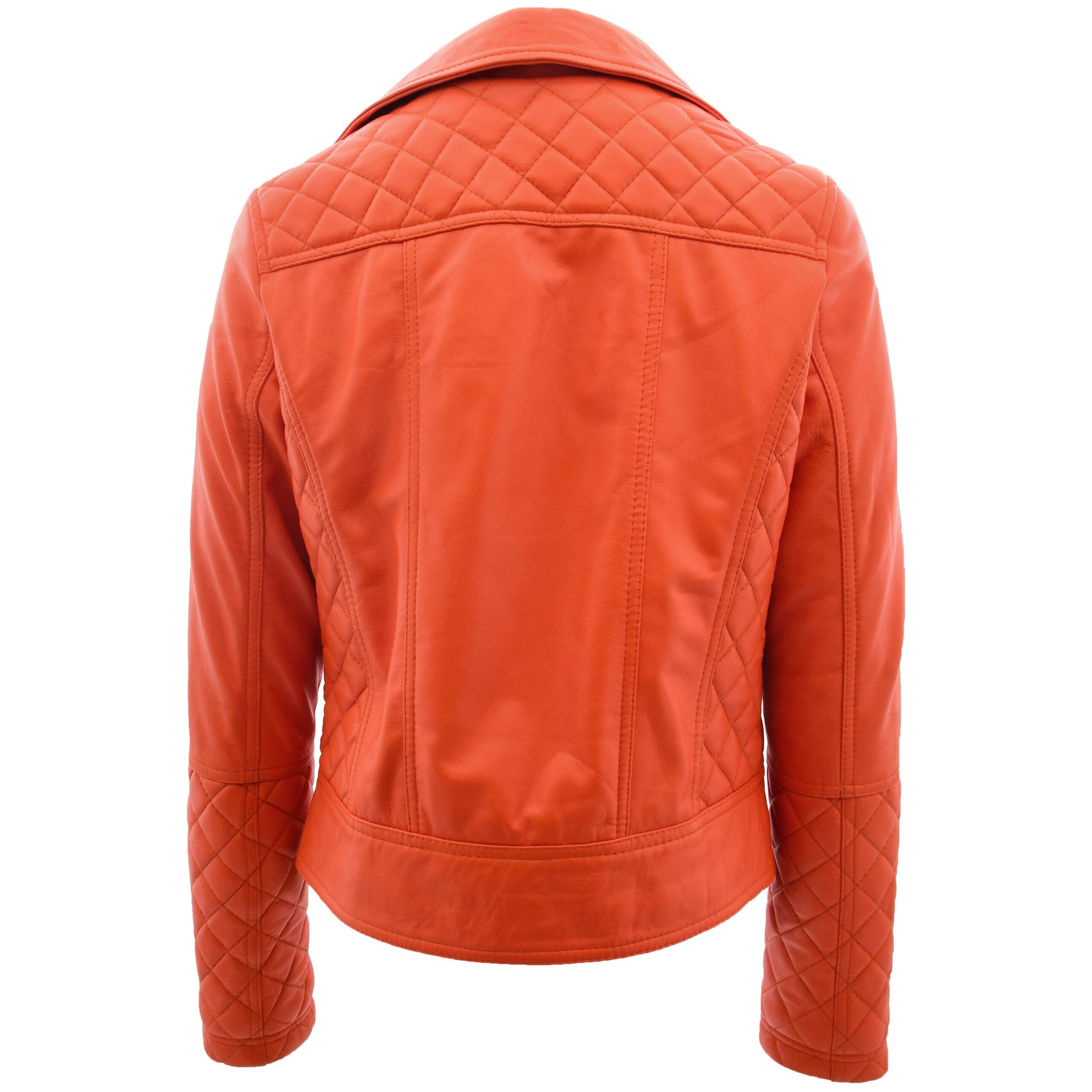 BUNERI Biker Cuir Ziva Orange Détails Matelassés – Image 2