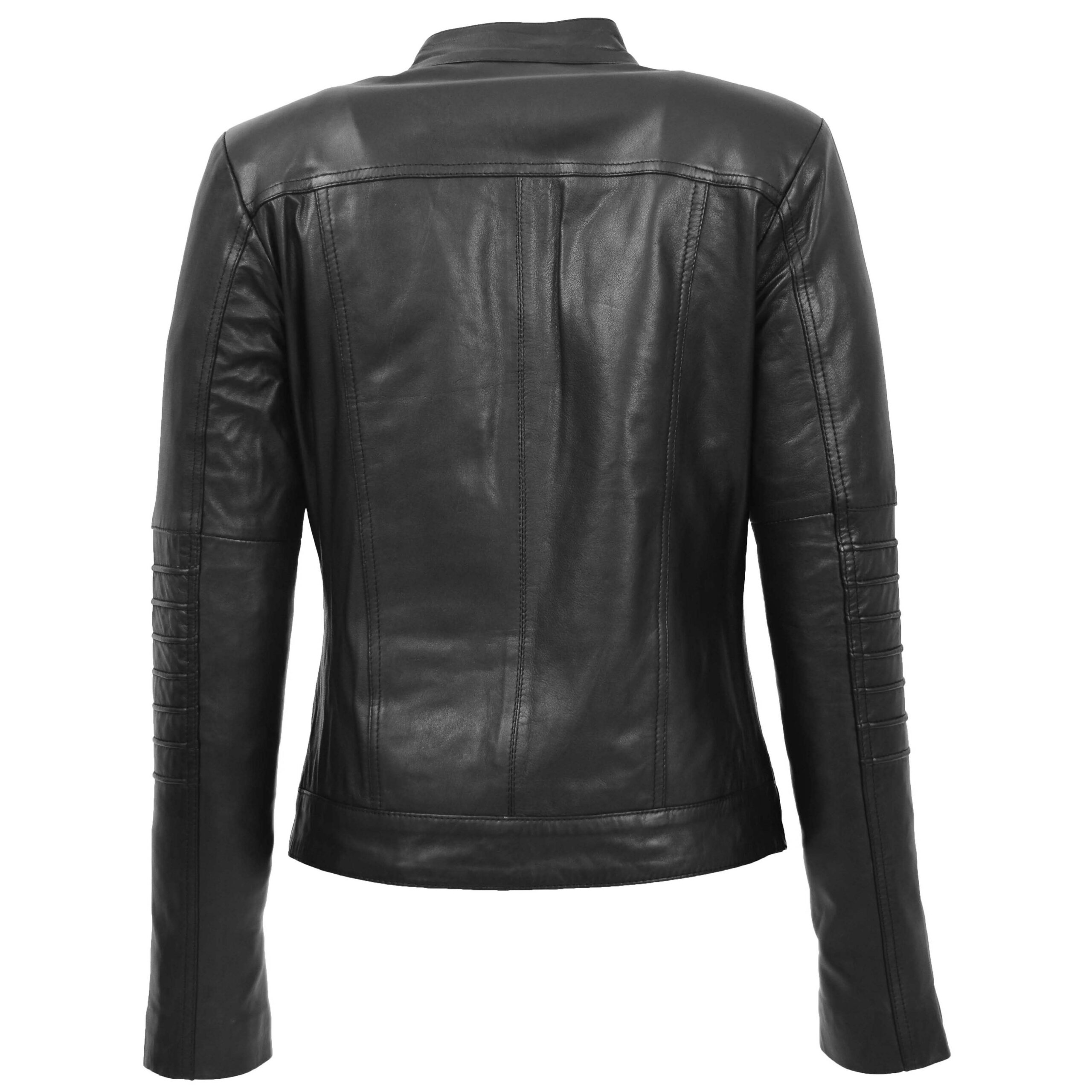 BUNERI Veste Femme Cuir Style Biker Classique Noire – Image 2