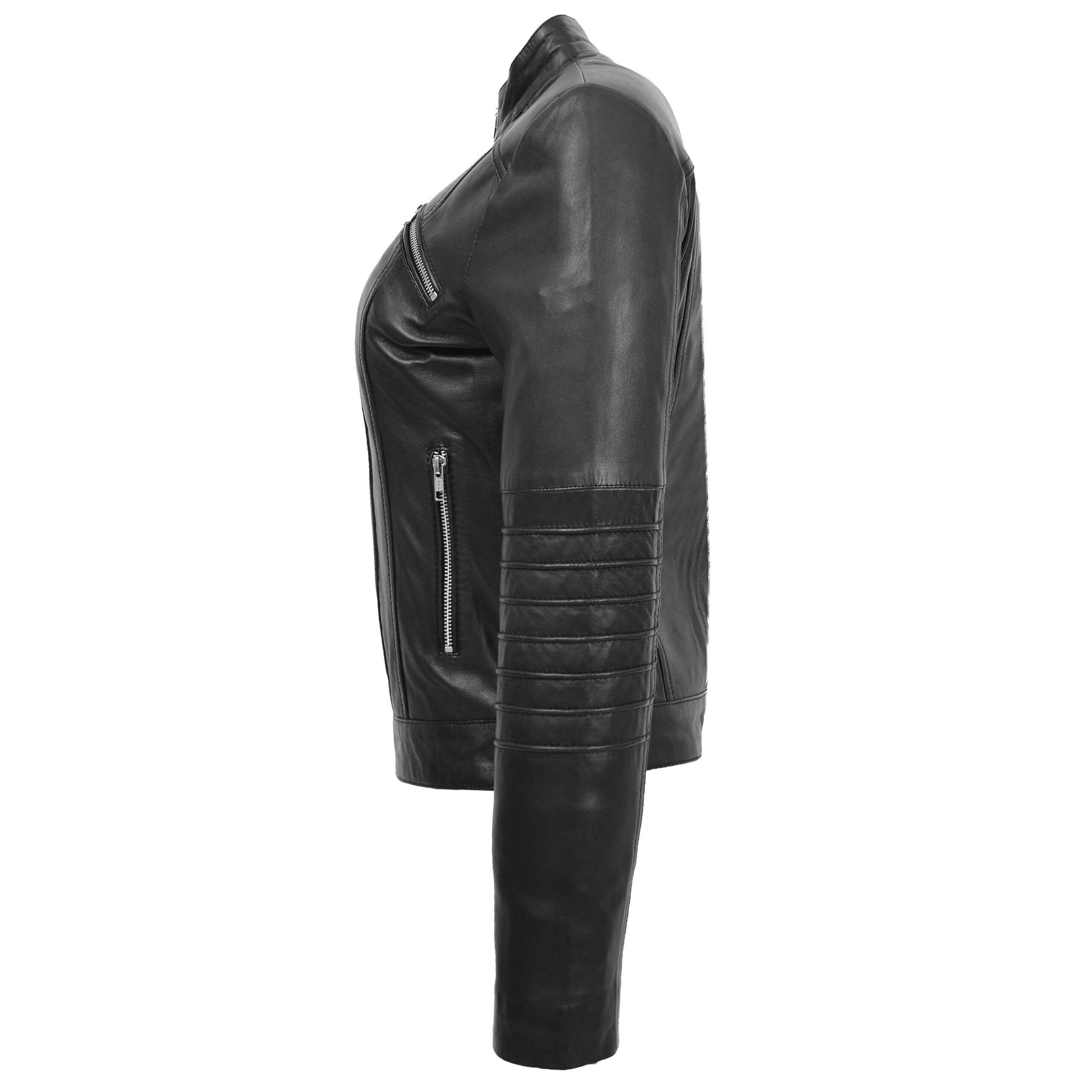 BUNERI Veste Femme Cuir Style Biker Classique Noire – Image 5