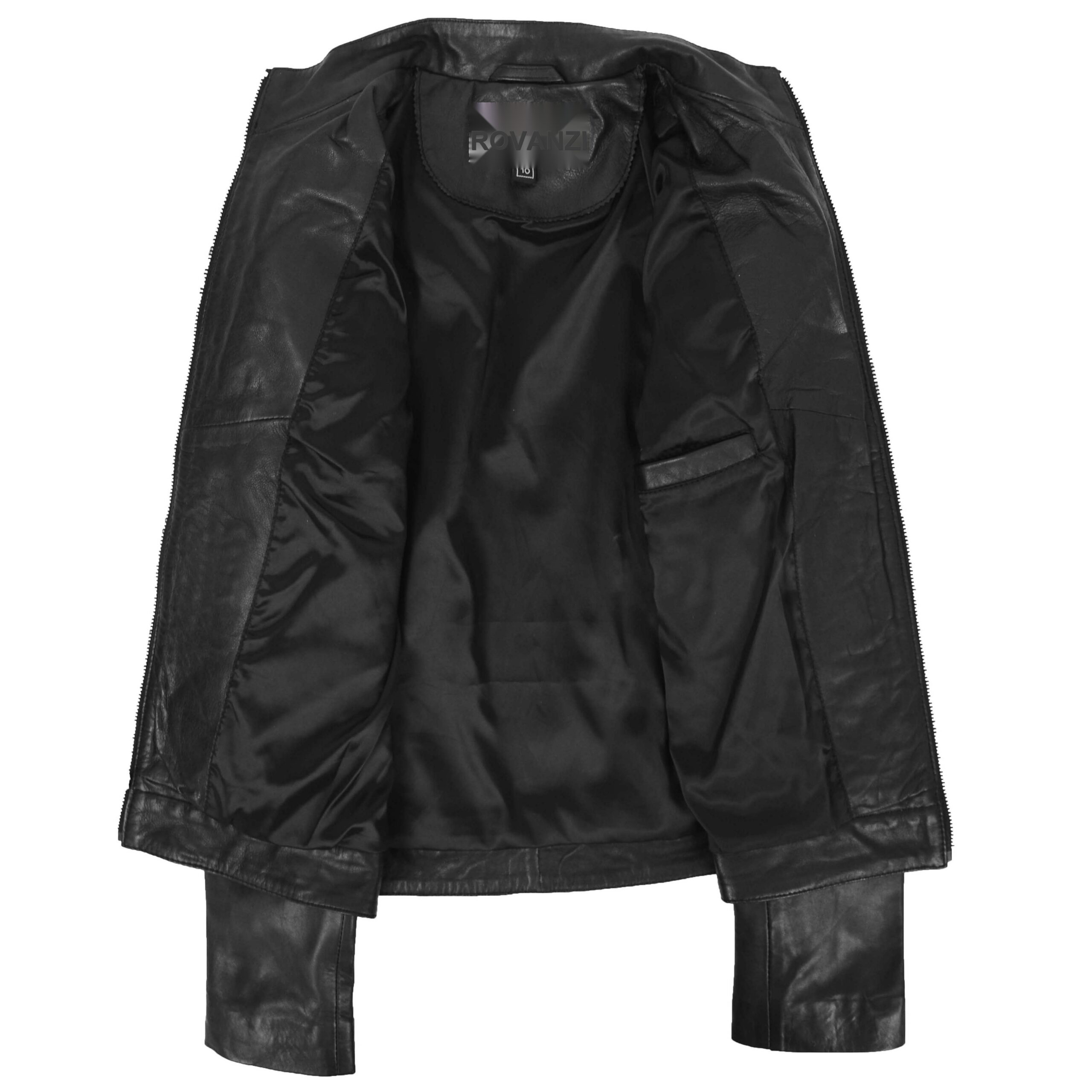 BUNERI Veste Femme Cuir Style Biker Classique Noire – Image 6