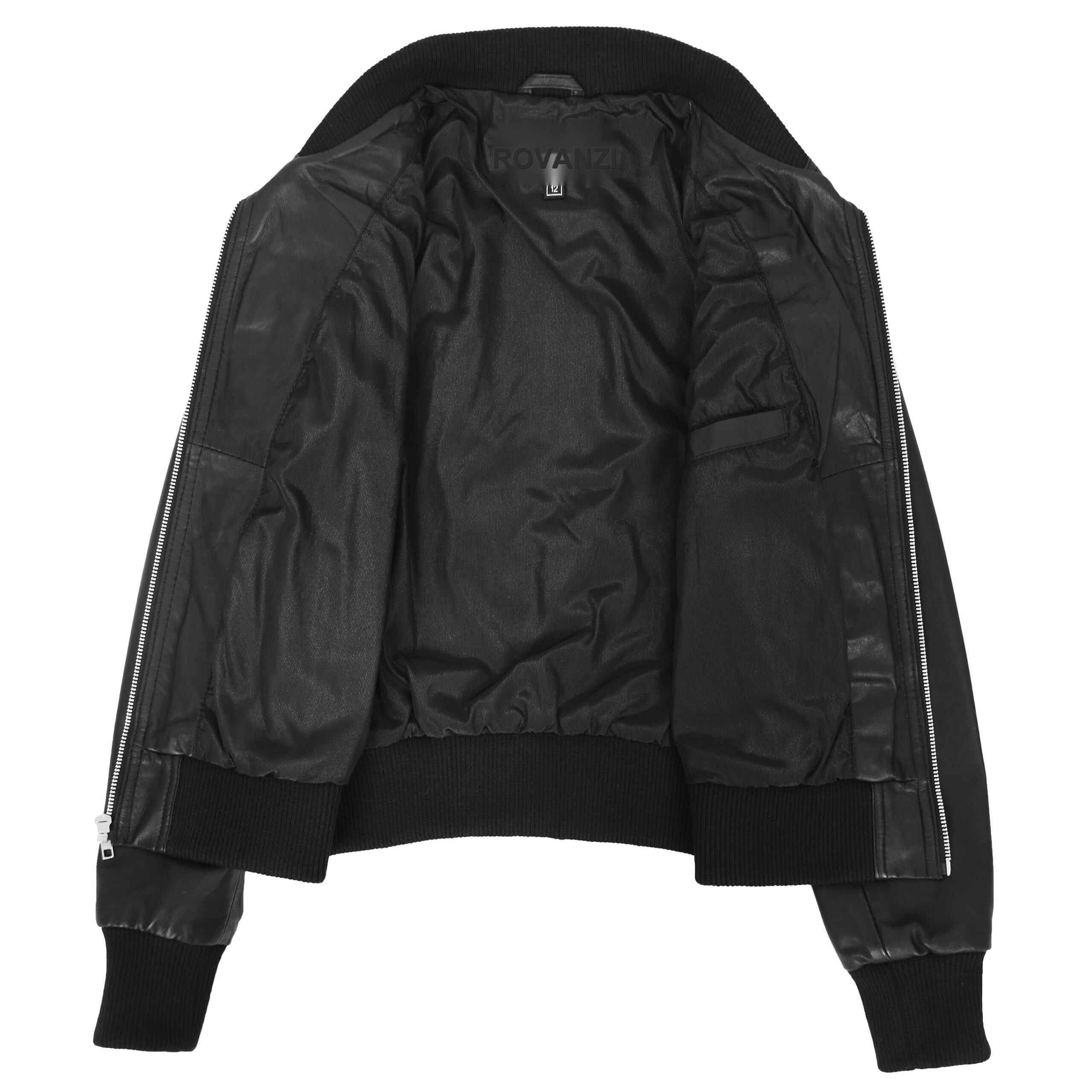 BUNERI Bomber Cuir Motto Noir Classique Femme – Image 6