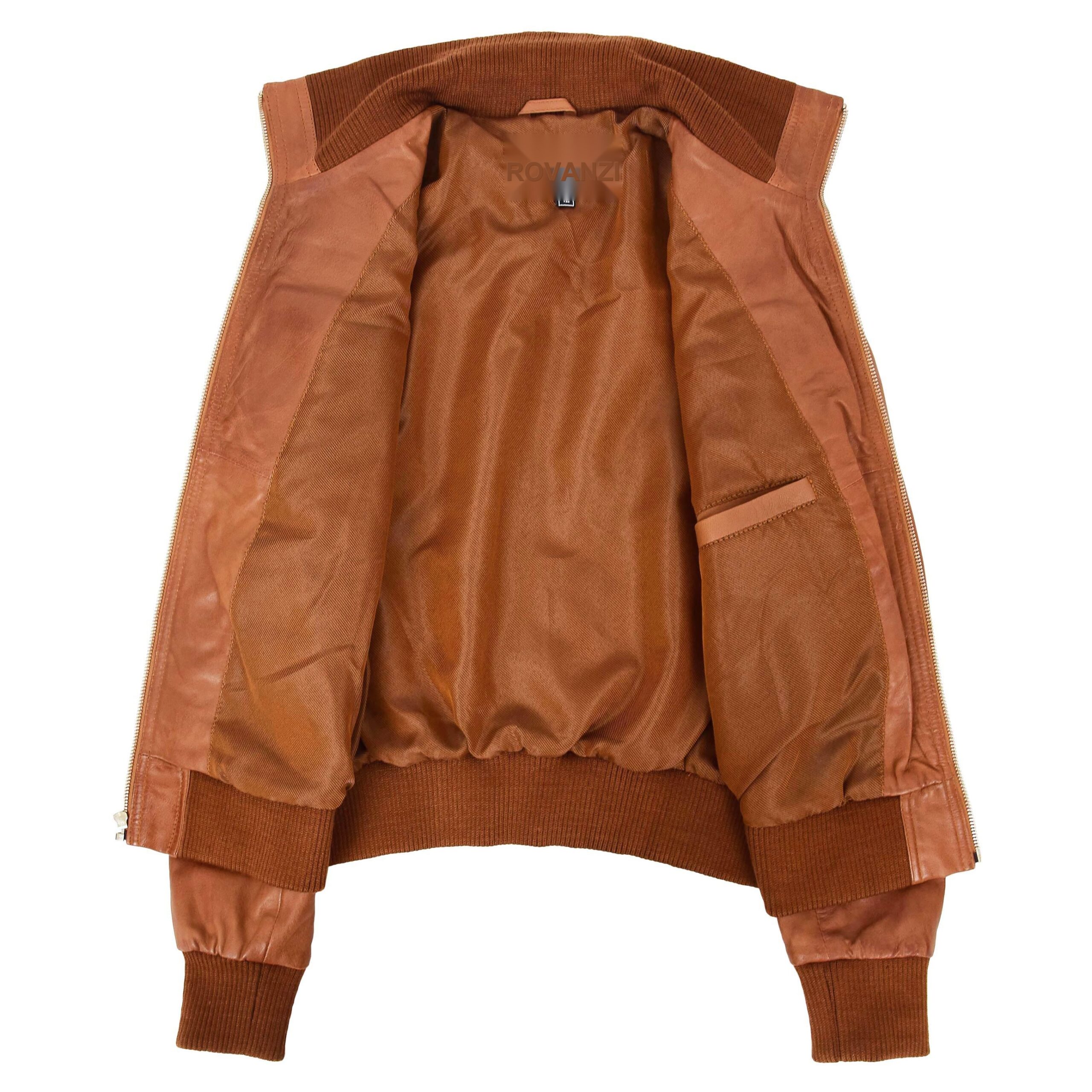 BUNERI Blouson Aviateur Classique en Cuir pour Femme Tan – Image 6