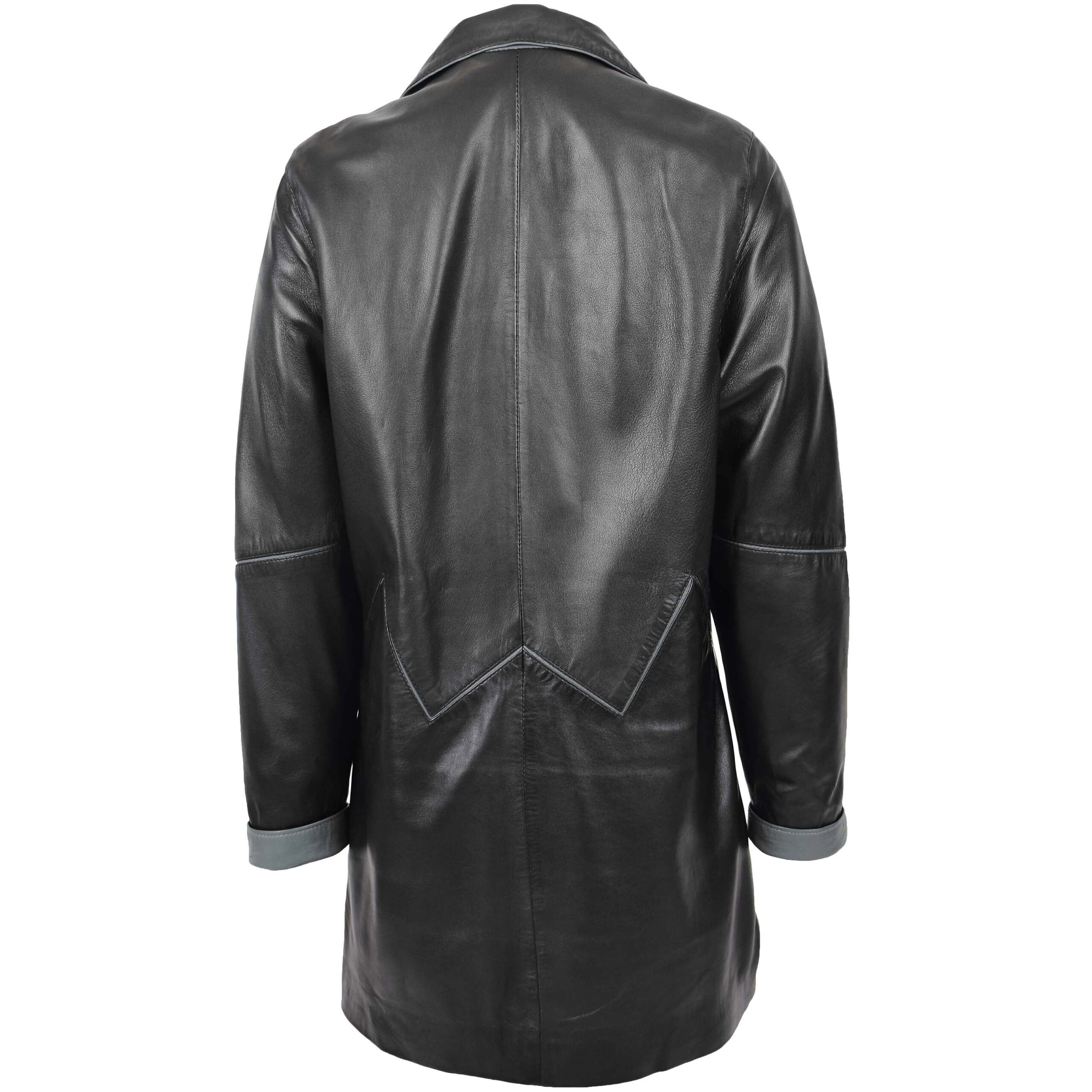 BUNERI Cuir Margaret Noir-Gris 3/4 Longueur Style Classique – Image 2