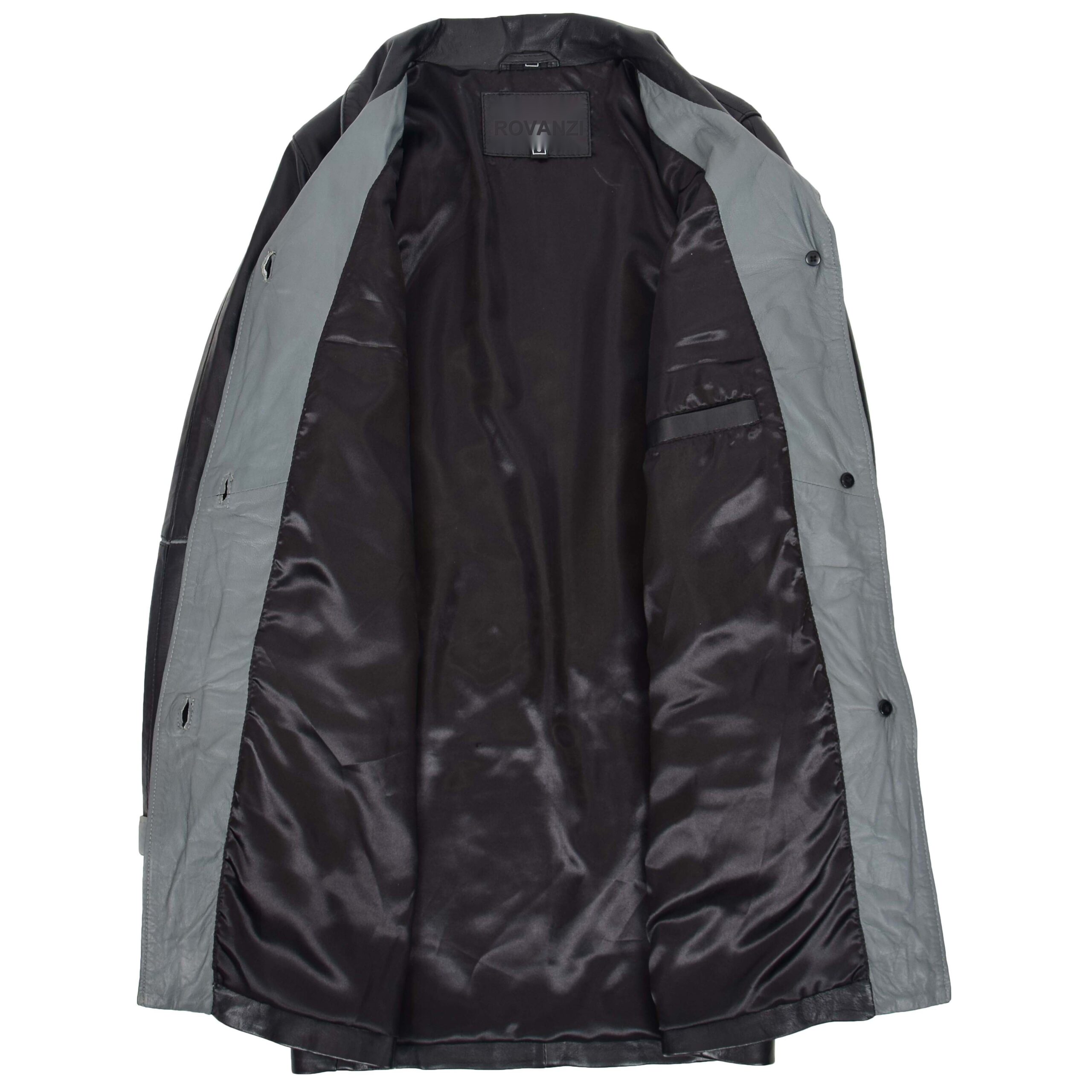 BUNERI Cuir Margaret Noir-Gris 3/4 Longueur Style Classique – Image 6