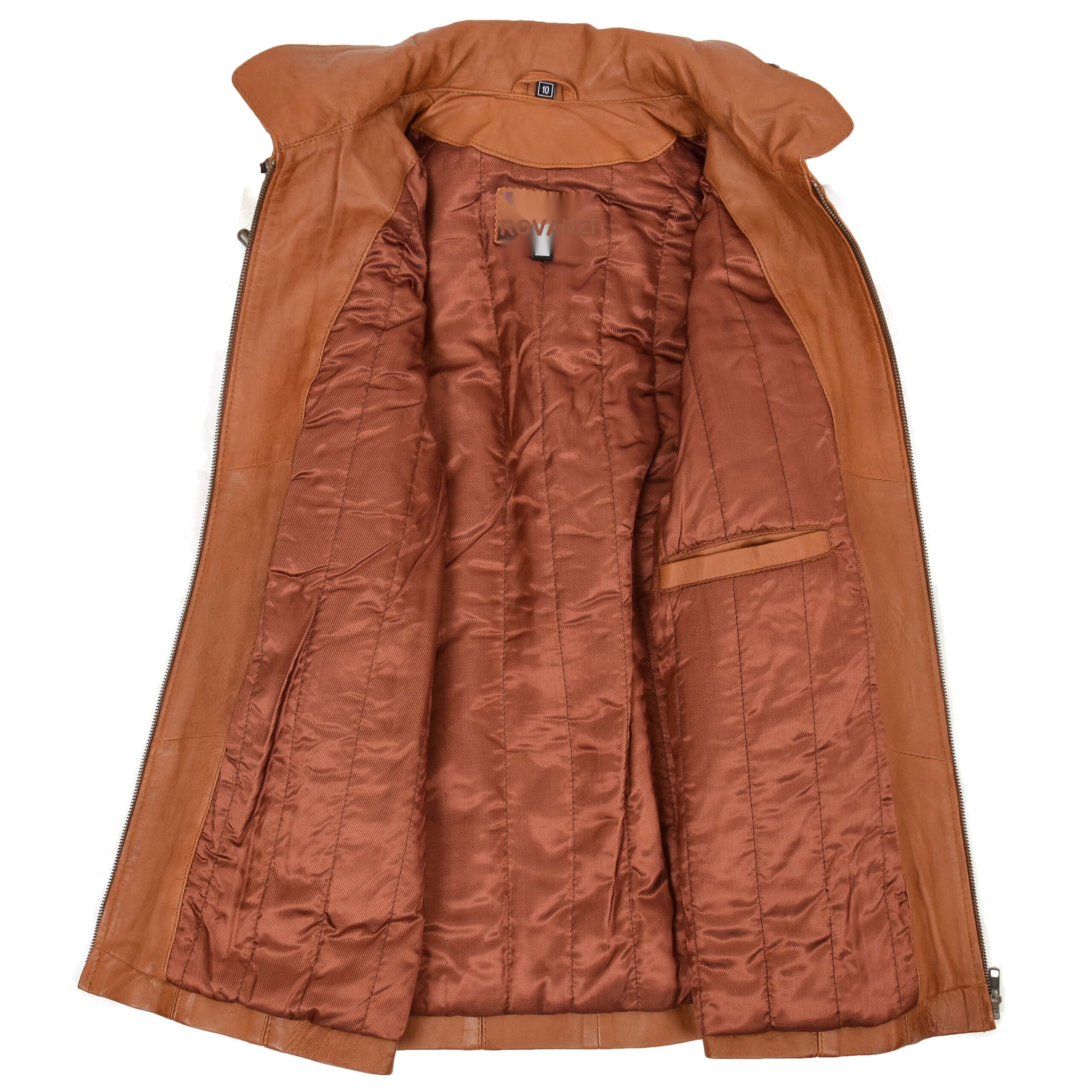 BUNERI Cuir Jane Tan avec Capuche Femme – Image 6