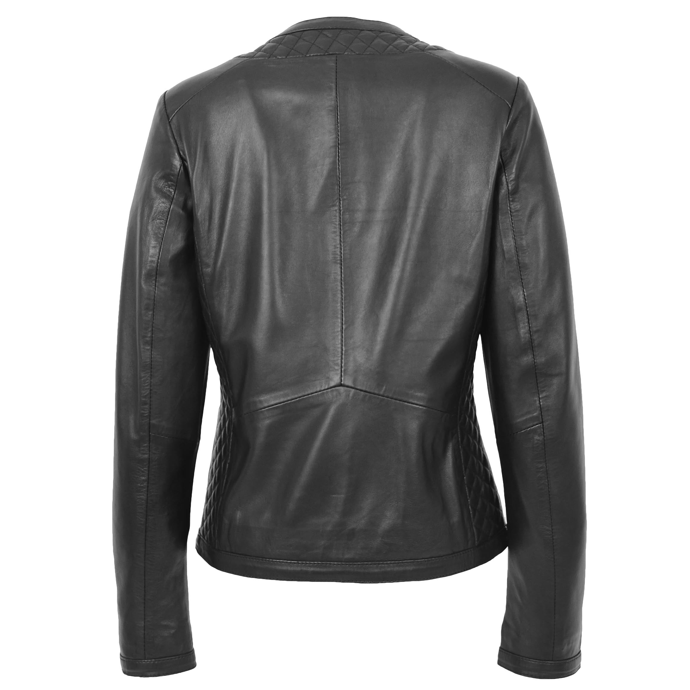 BUNERI Cuir Joan Noire Matelassée sans Col – Image 2